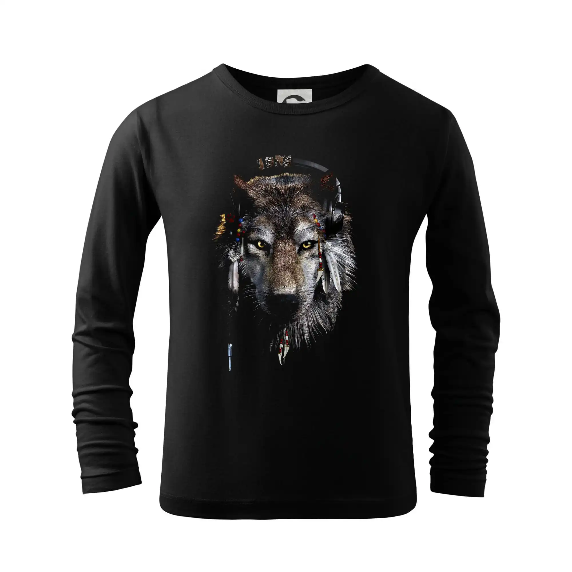 Vlk indián so slúchadlami - Tričko detské Long Sleeve