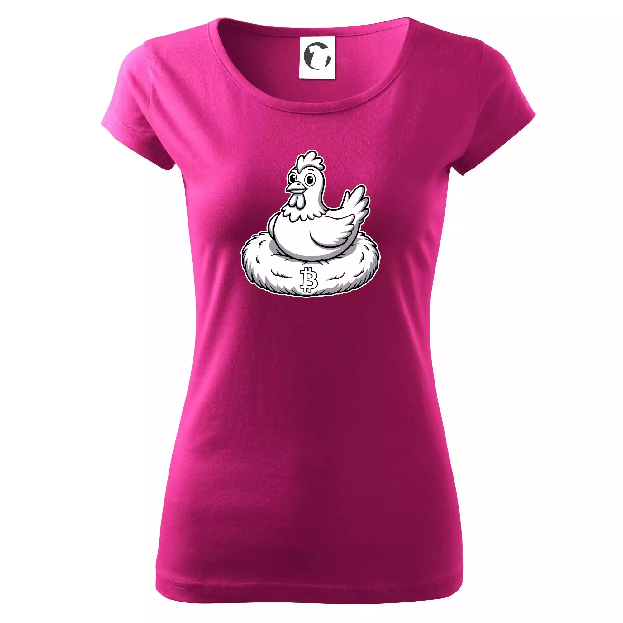 Kuře sedící na bitcoinovém hnízdě