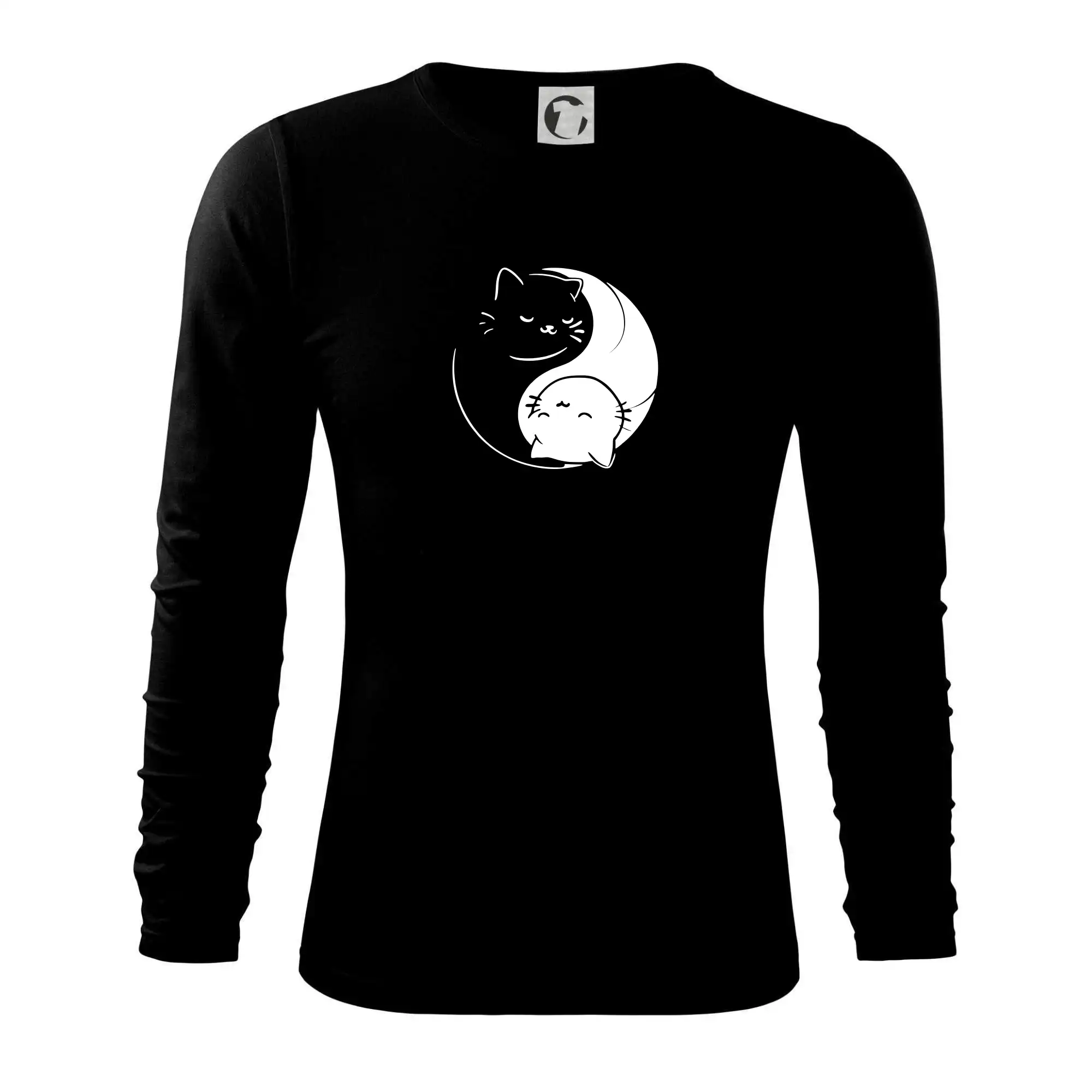 Vtipná tričká s mačkou - Mačky jin jang - Tričko s dlhým rukávom FIT-T long sleeve