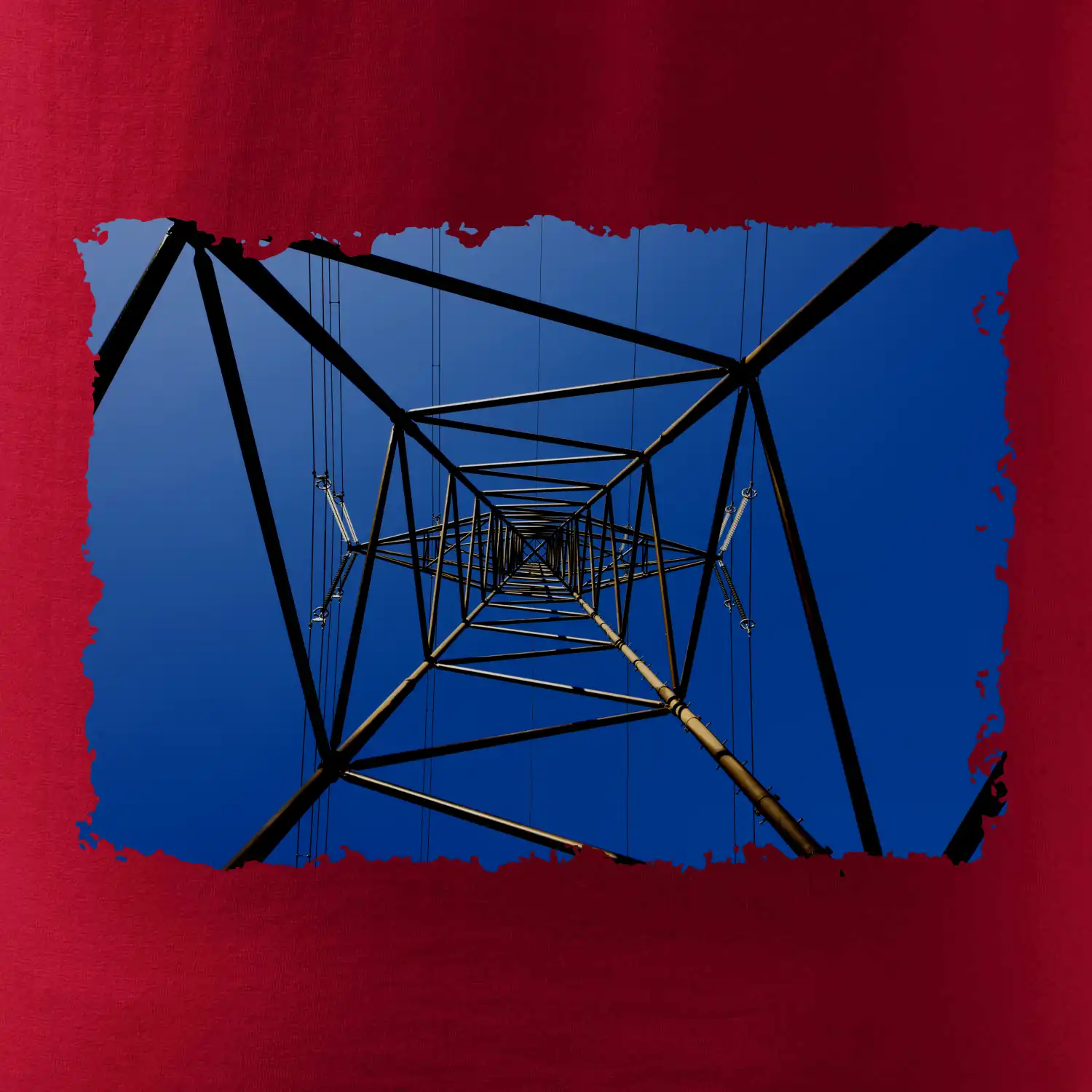 Stožár vysokého napětí zespodu