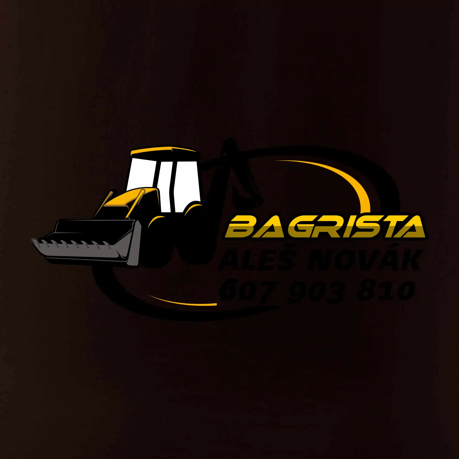 Bagrista v kruhu - vlastní nápis