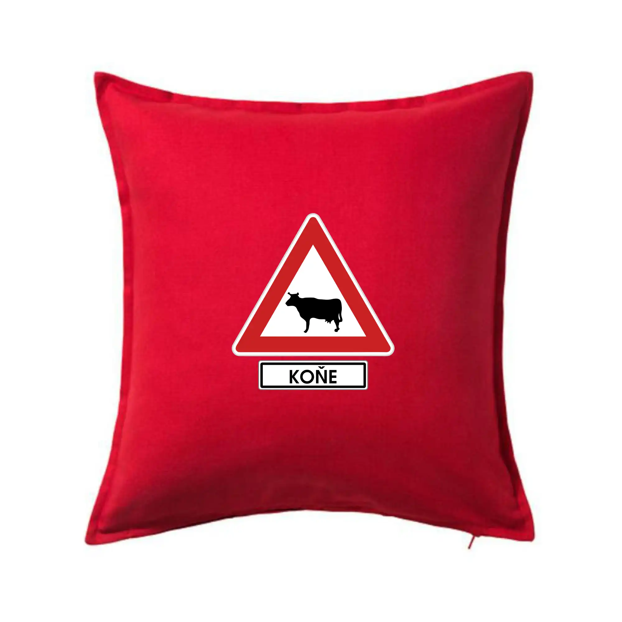 Vtipné tričká pre vodičov - Dopravní značka - Pozor koně / kráva - Vankúš 50x50