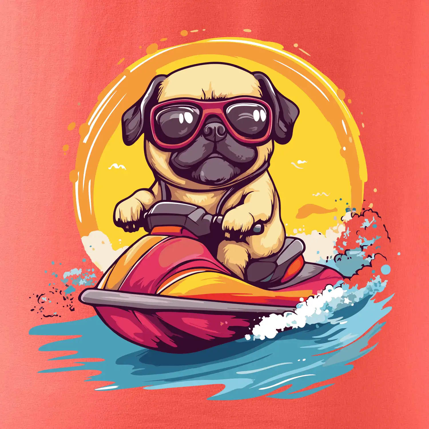 Mops na vodním skútru