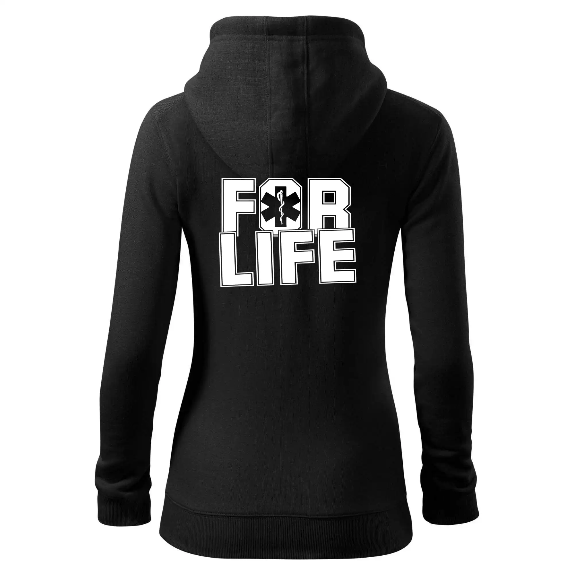 Tričká a mikiny pre záchranárov a lekárov - Kvalitné oblečenie pre zdravotníkov - For Life - Mikina dámska trendy zipper s kapucňou