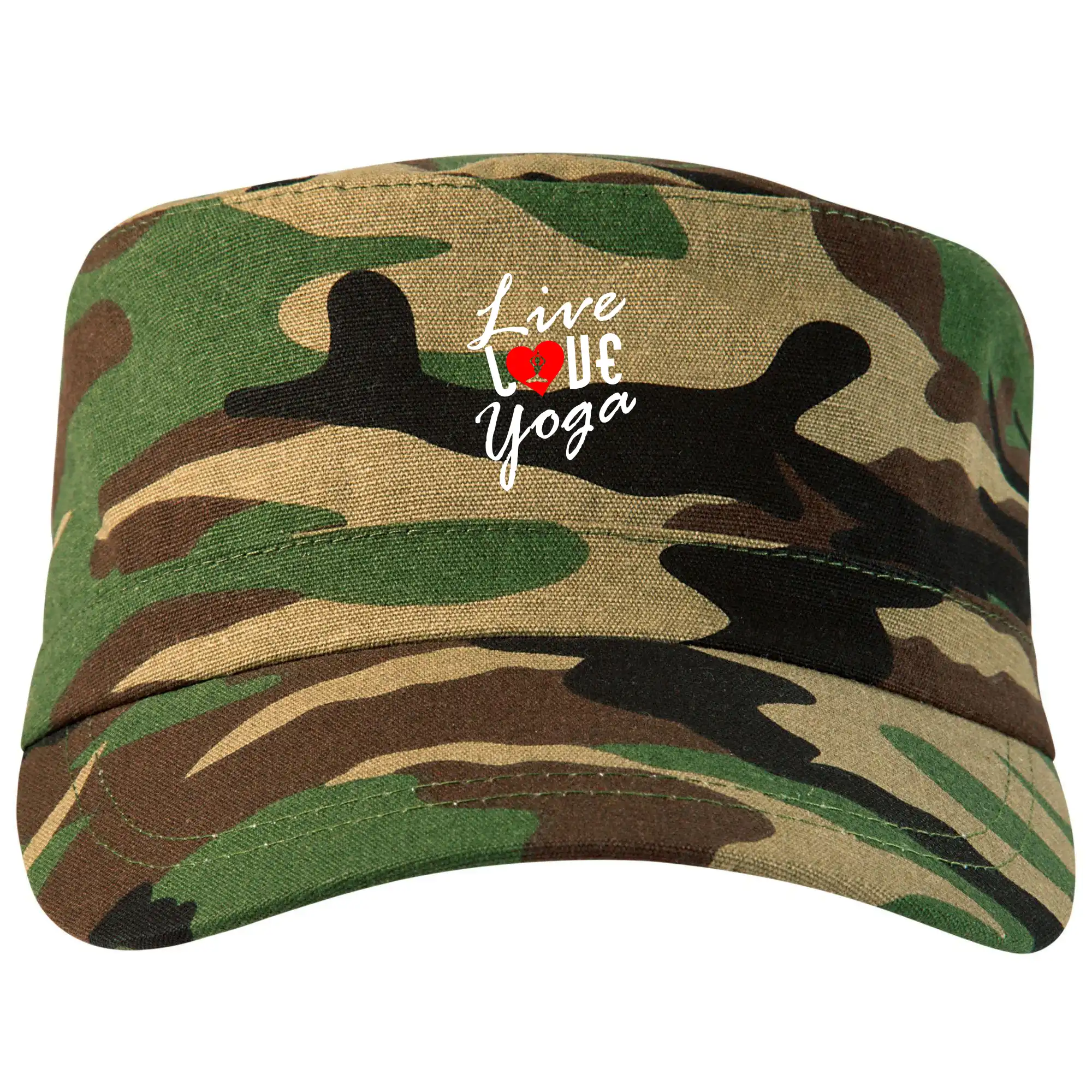 Tričká na jógu - Live Love Yoga - Šiltovka CAMO