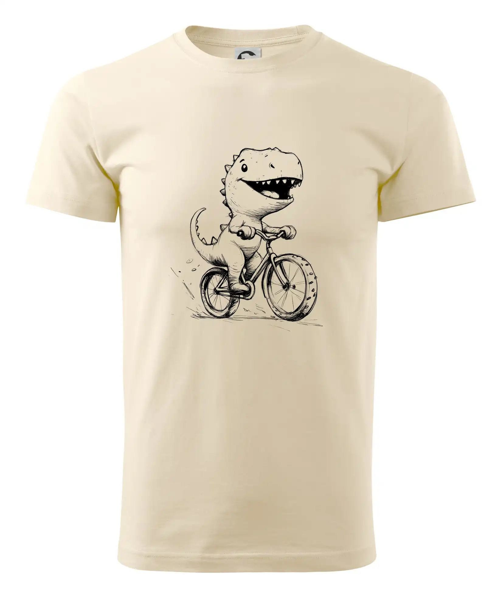 Tričko ako darček pre cyklistu - Roztomilý Dinosaurus na bicykli - Pánske tričko nižšej gramáže