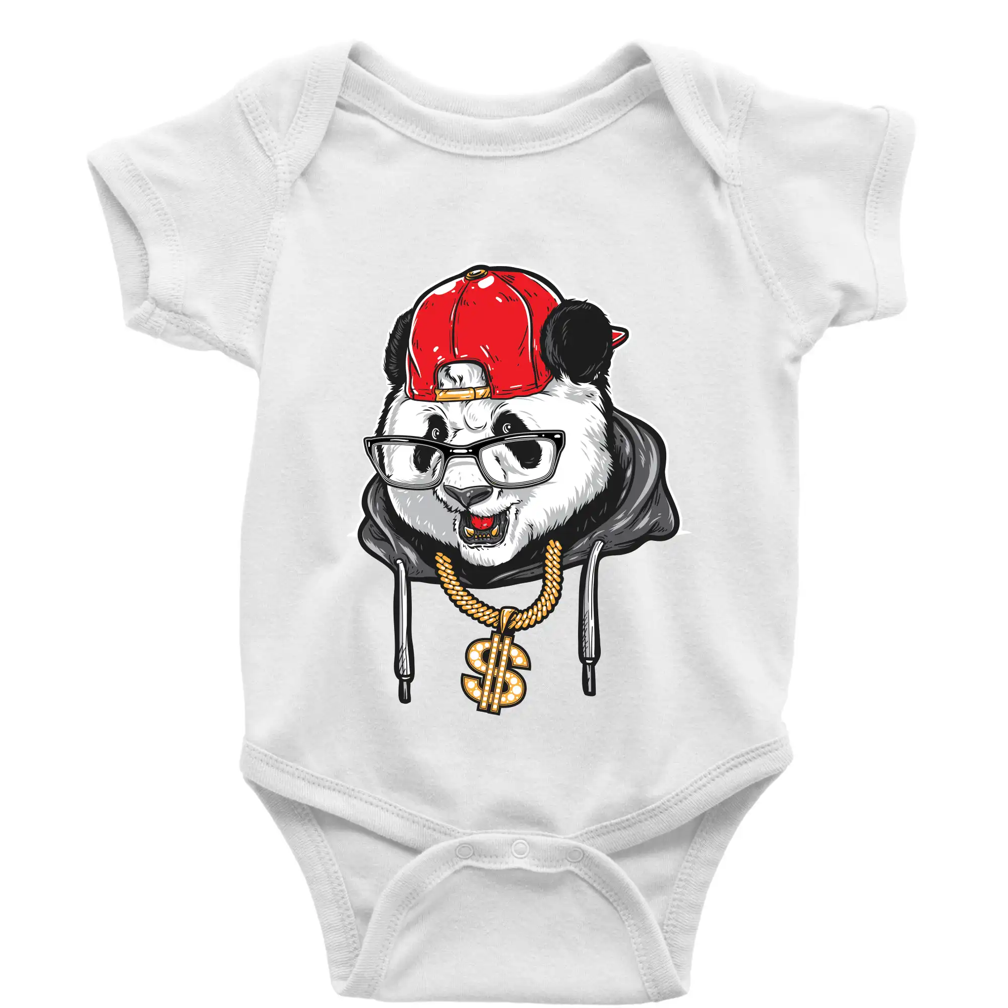 Hudobné tričká - Hip hop panda - Body dojčenské s krátkym rukávom