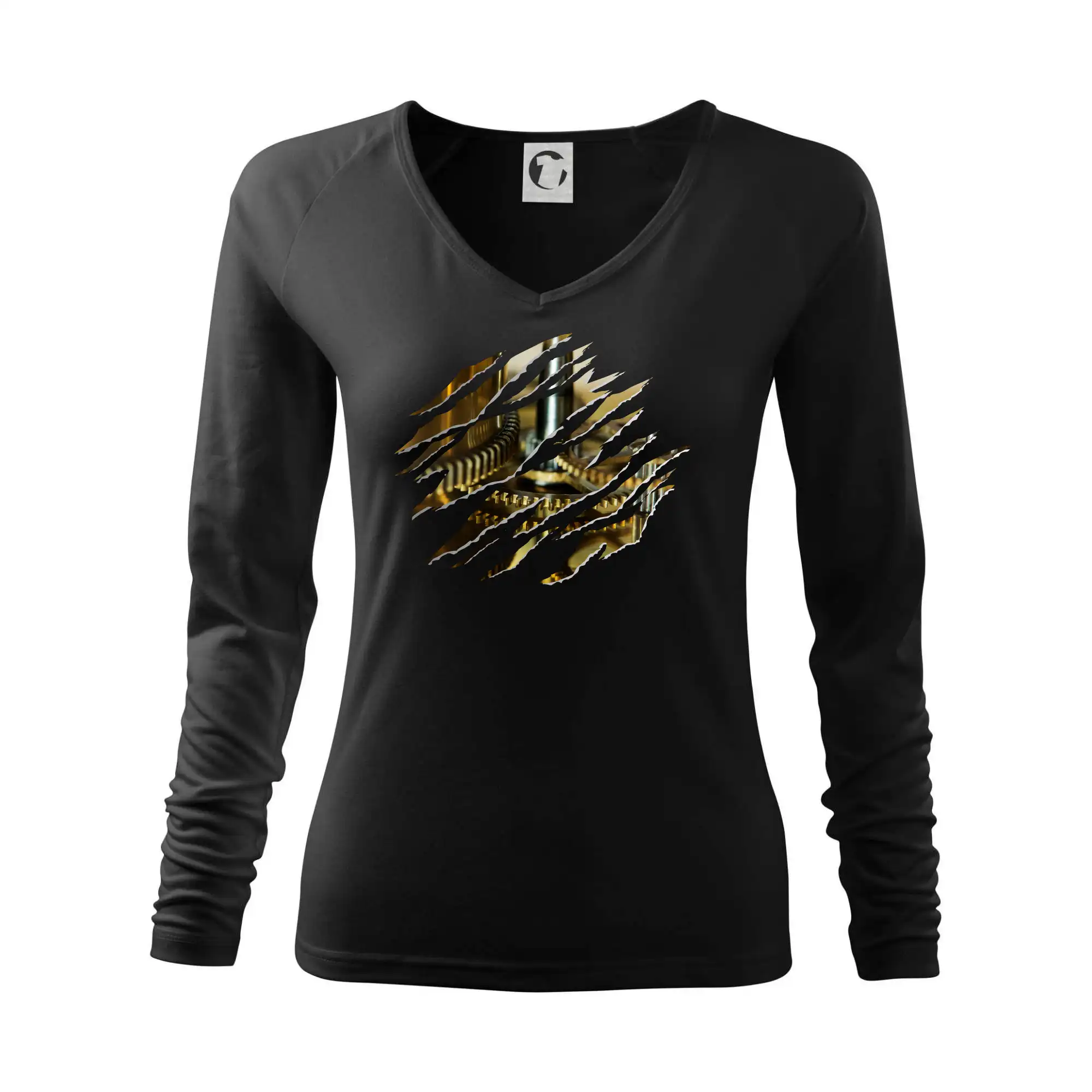 Geek Tričká - Roztrhnuté triko - hodinový strojček - Tričko dámske Elegance