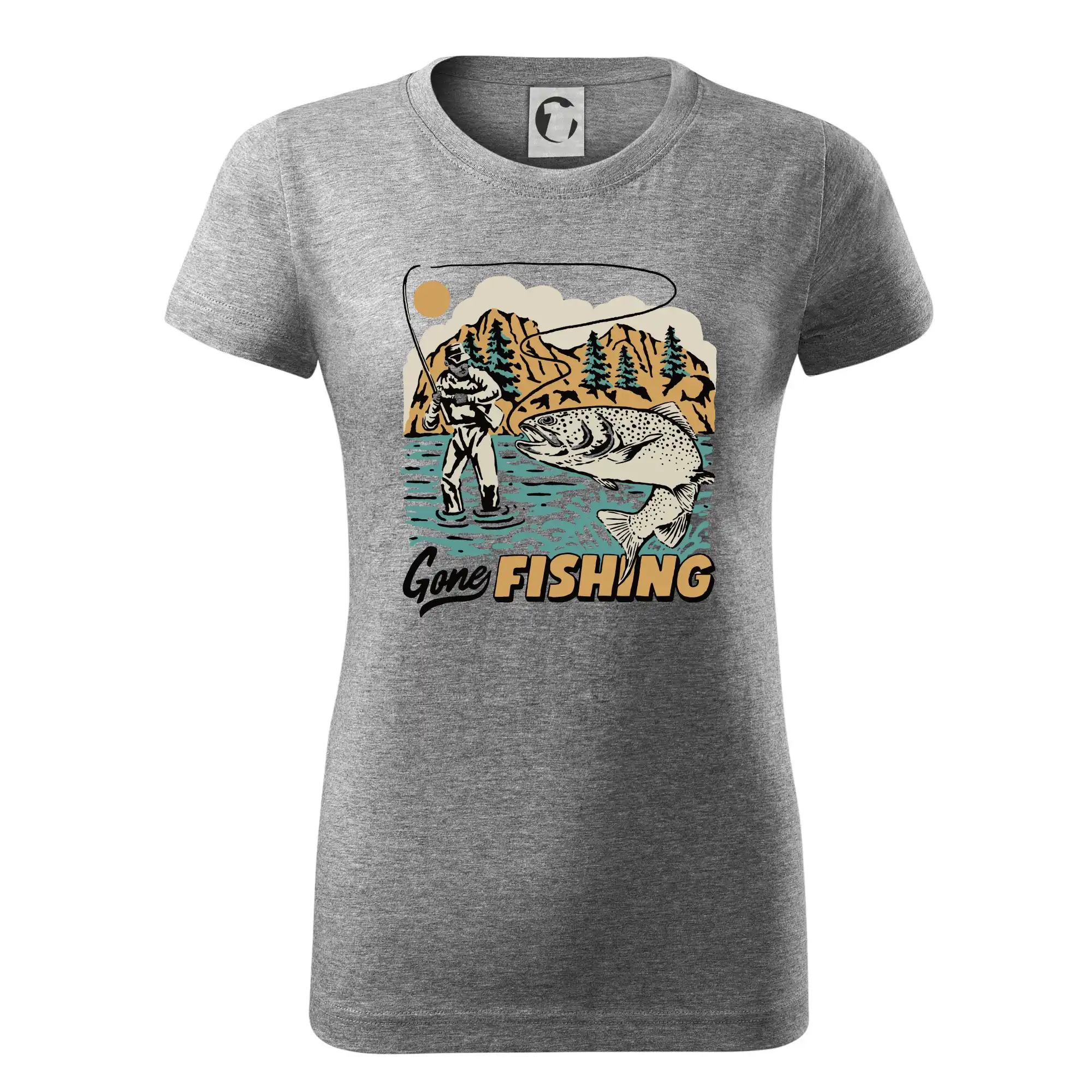 Tričká pre rybárov s potlačou - Gone Fishing - Dámske tričko basic - ľahko voľnejšie a dlhšie