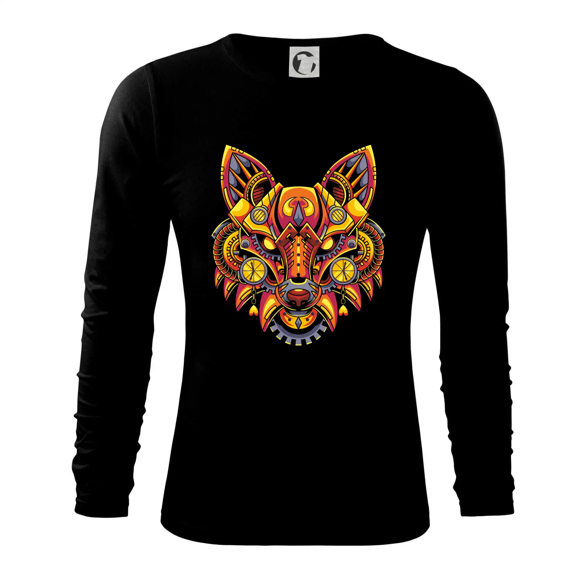 Tričká s potlačou steampunk - Steampunk líška farebná - Tričko s dlhým rukávom FIT-T long sleeve