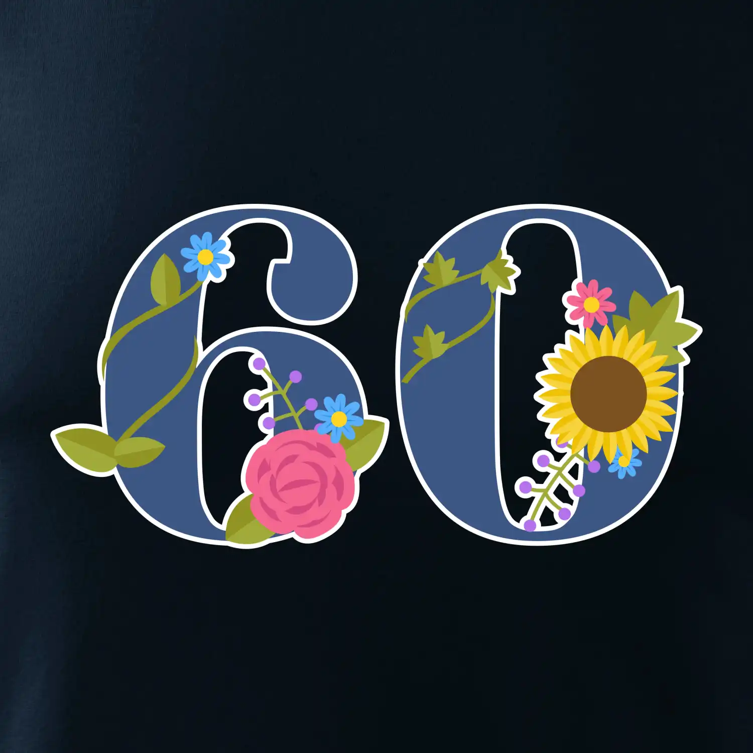 Květinové číslo kreslené - 60