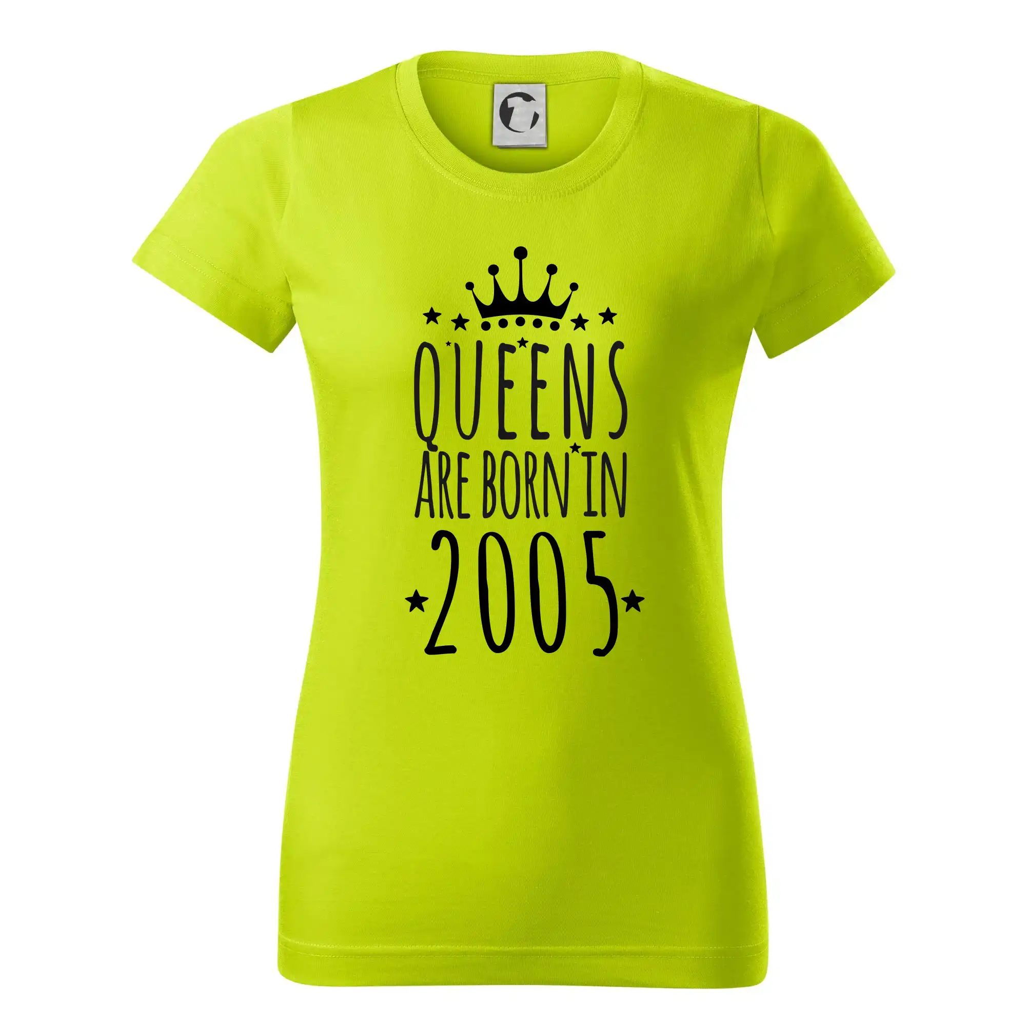 Tričká k narodeninám - Queens are born in 2005 - Dámske tričko basic - ľahko voľnejšie a dlhšie