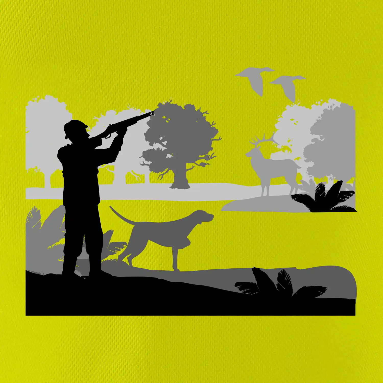 Lovec a ohař v lese