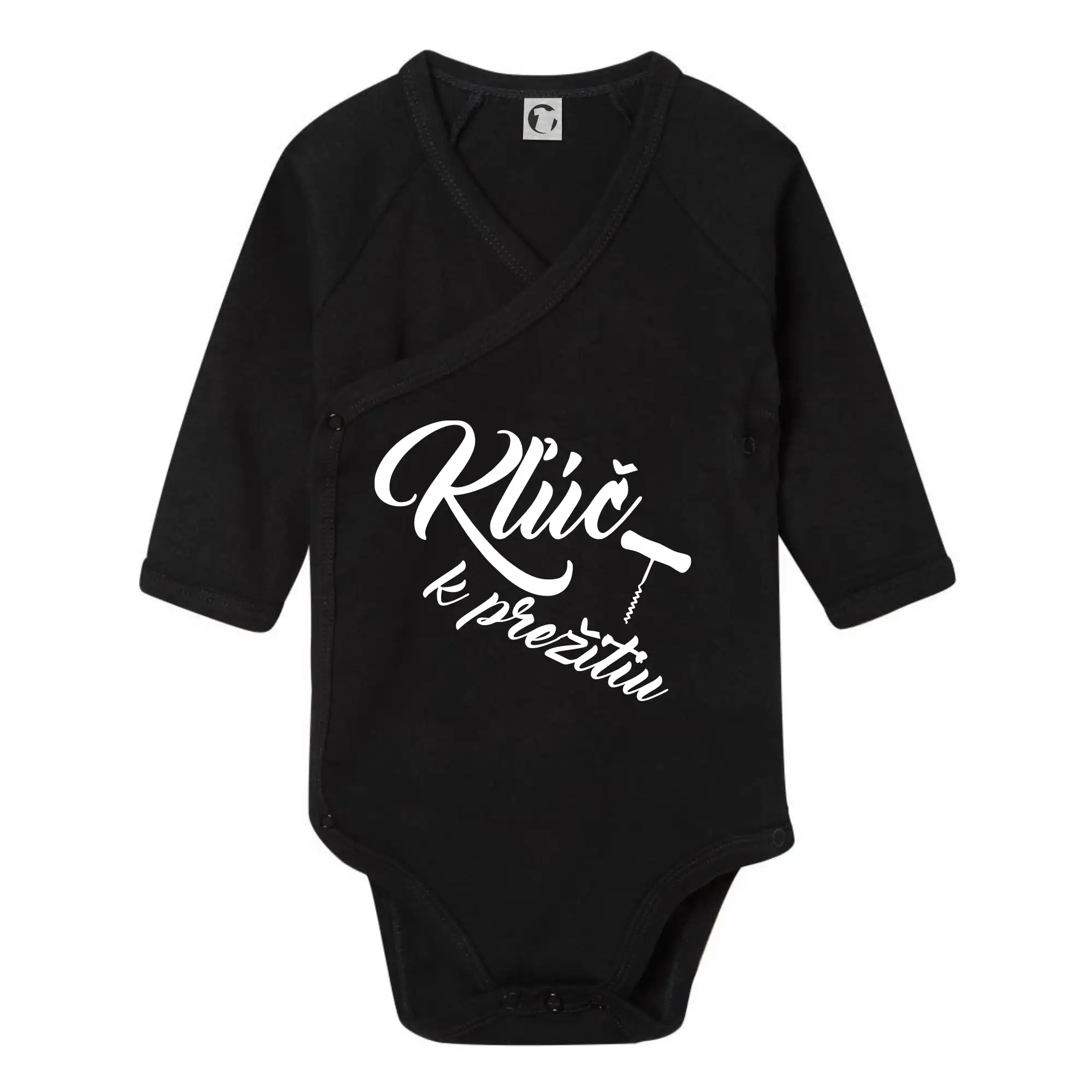 Vtipná tričká s tematikou vína - Kluč k prežitiu vývrtka - Body zavinovacie s dlhým rukávom