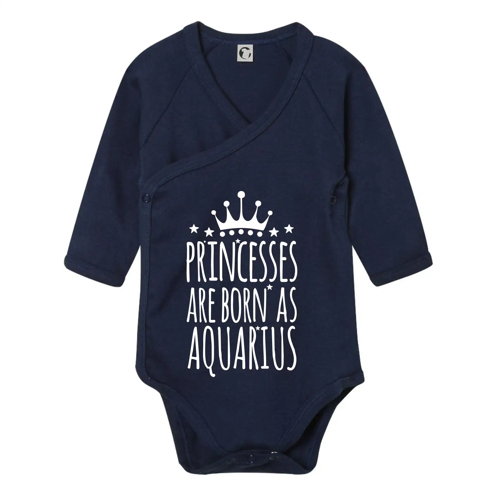 Tričká vodnár - Princesses are born as Aquarius - Vodnár - Body zavinovacie s dlhým rukávom