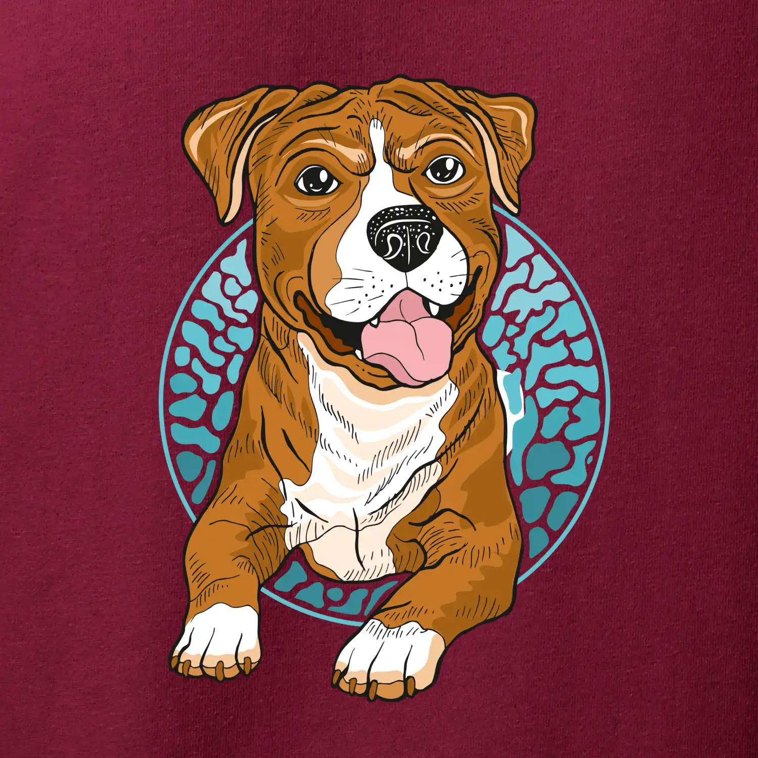 Americký staford kreslený v kolečku (Pecka design)