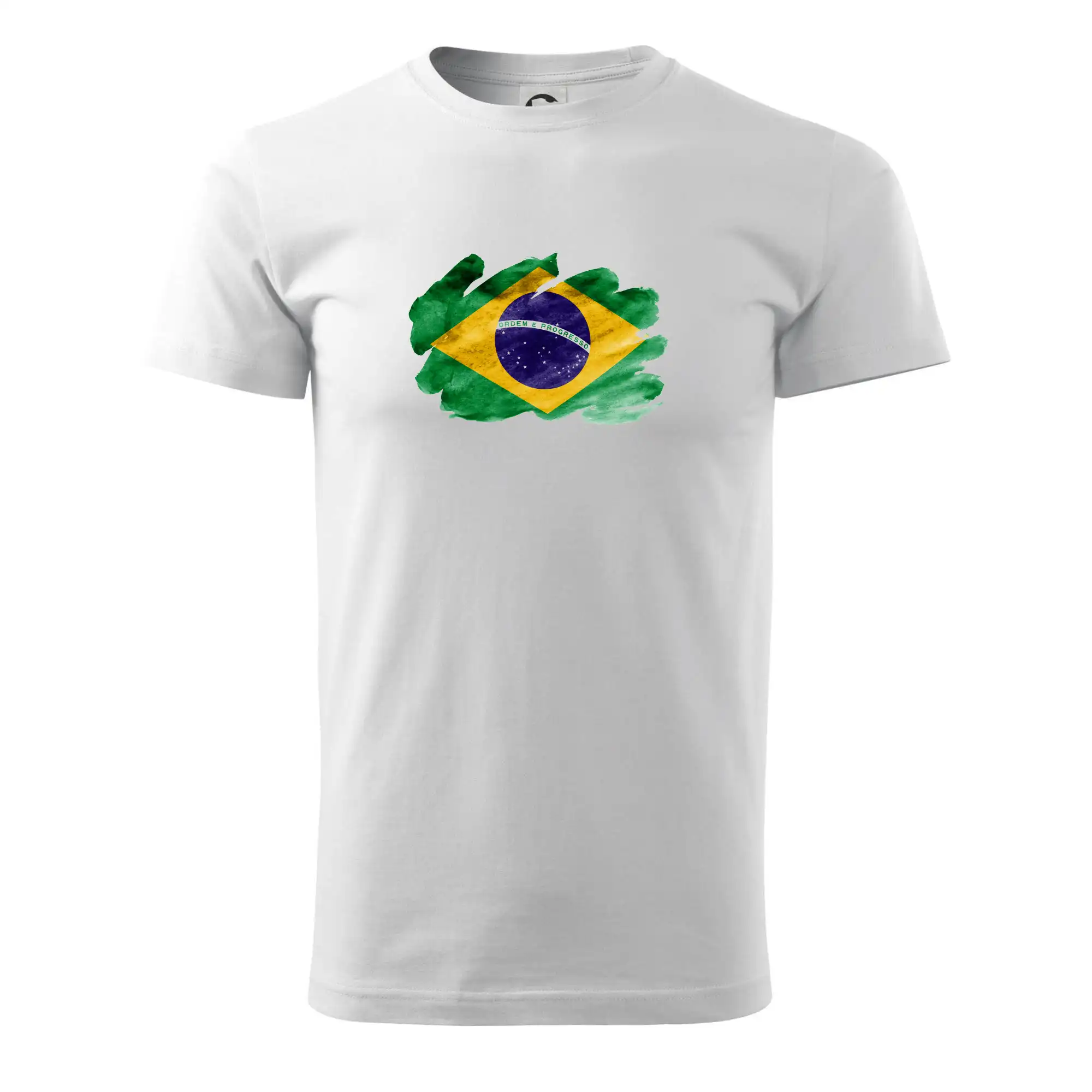Motívy štátnych vlajok - Brazília vlajka vodovej farby - Tričko extra veľké  (5-8XL)