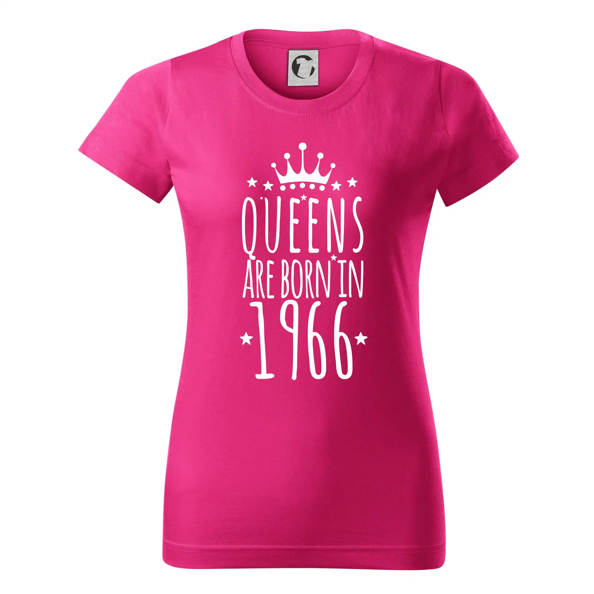 Trička s ročníkom 1966 - Queens are born in 1966 - Dámske tričko basic - ľahko voľnejšie a dlhšie