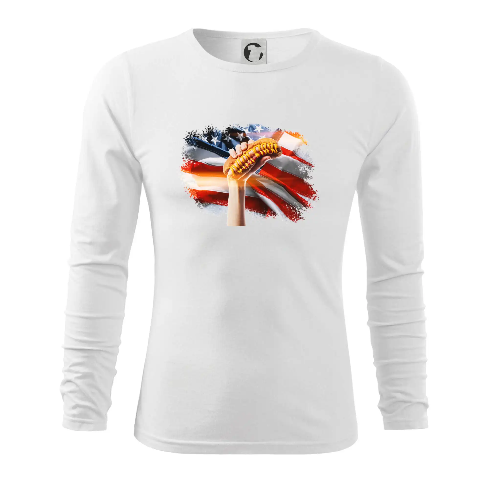 Tričká a zástery na grilovanie - USA BBQ hot dog - Tričko s dlhým rukávom FIT-T long sleeve