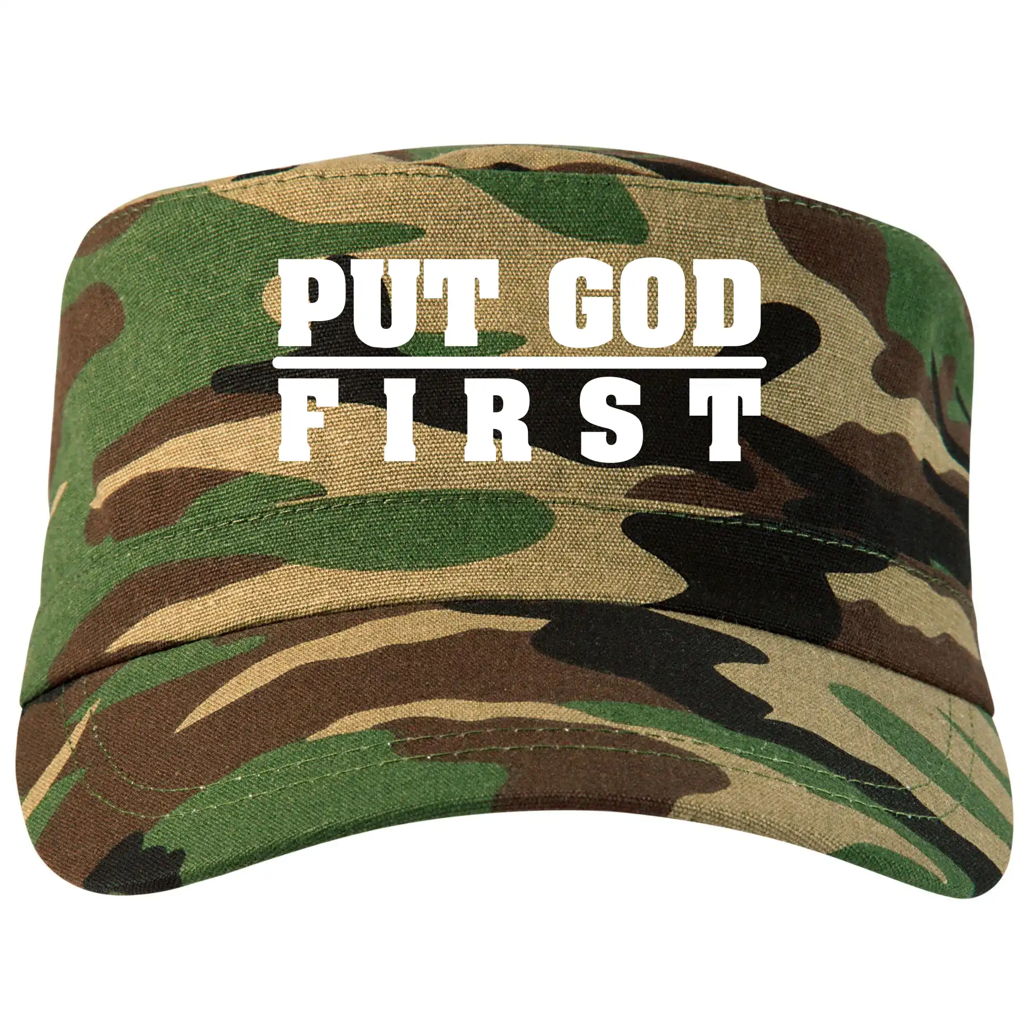 Put God first hrubý nápis - Šiltovka CAMO