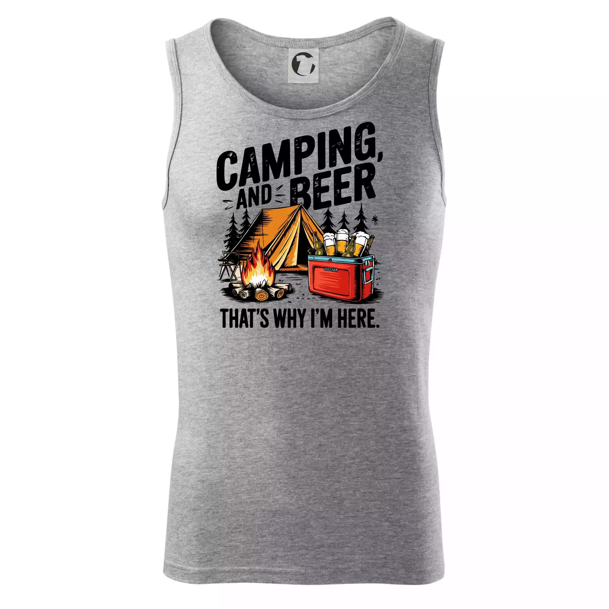 Černý nápis nápis Camping and beer