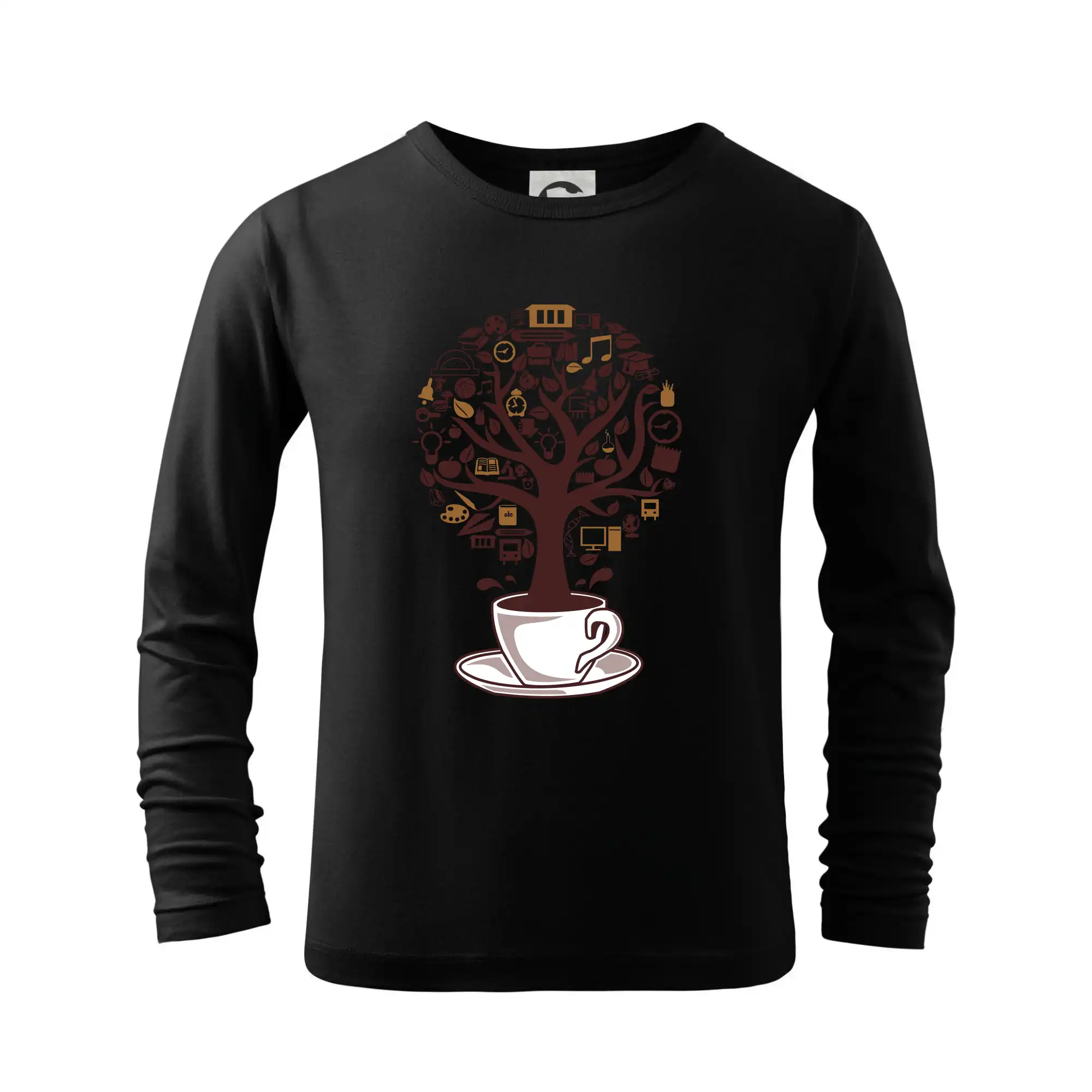 Motívy pre baristu a milovníkov kávy - Coffee Tree parts from school icon - Tričko detské Long Sleeve
