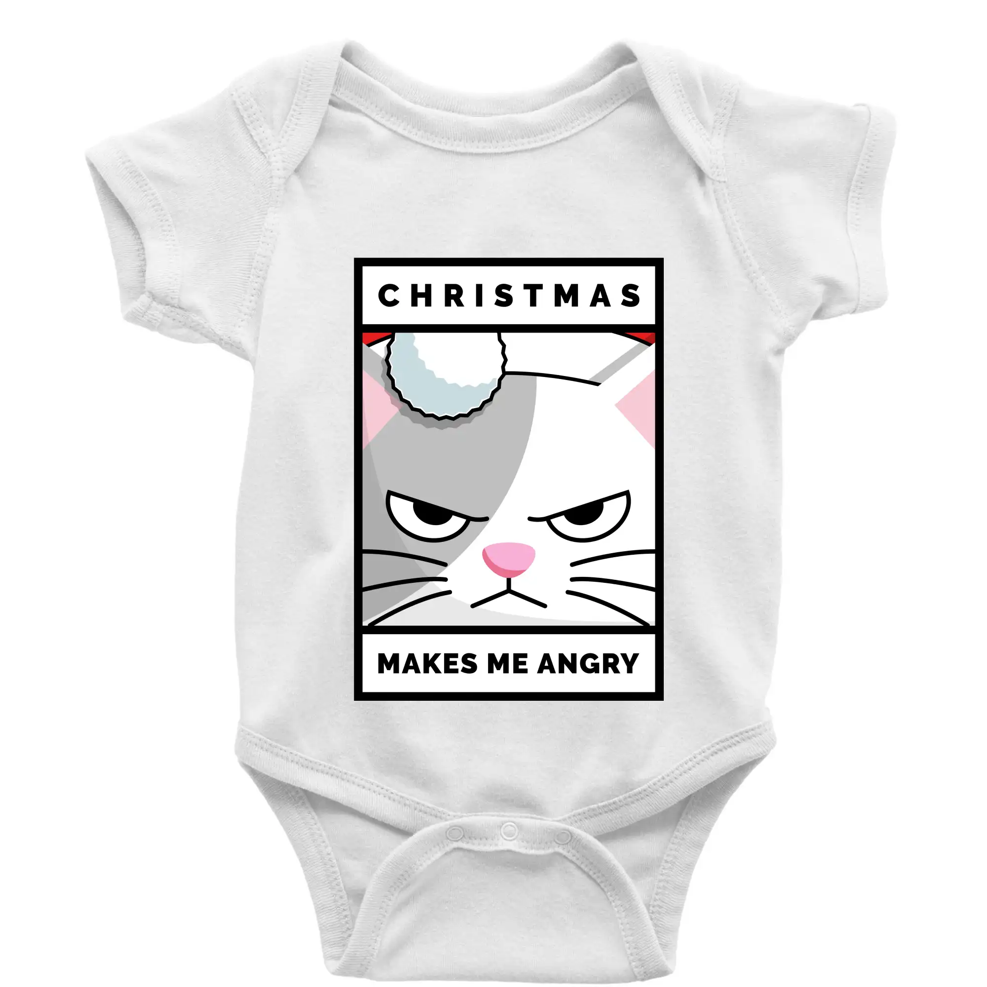 Vianočné tričká - Christmas makes me angry - Body dojčenské s krátkym rukávom