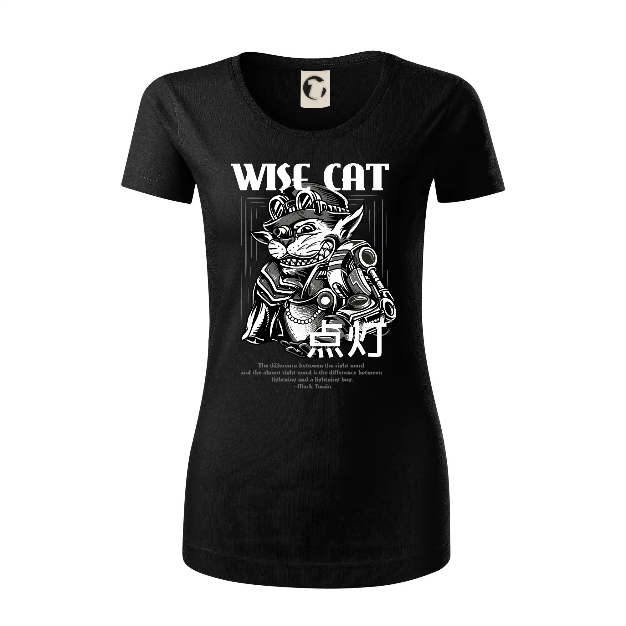 Tričká s potlačou steampunk - Steam punk wise cat - Dámske tričko z organickej bavlny Origin (GOTS)
