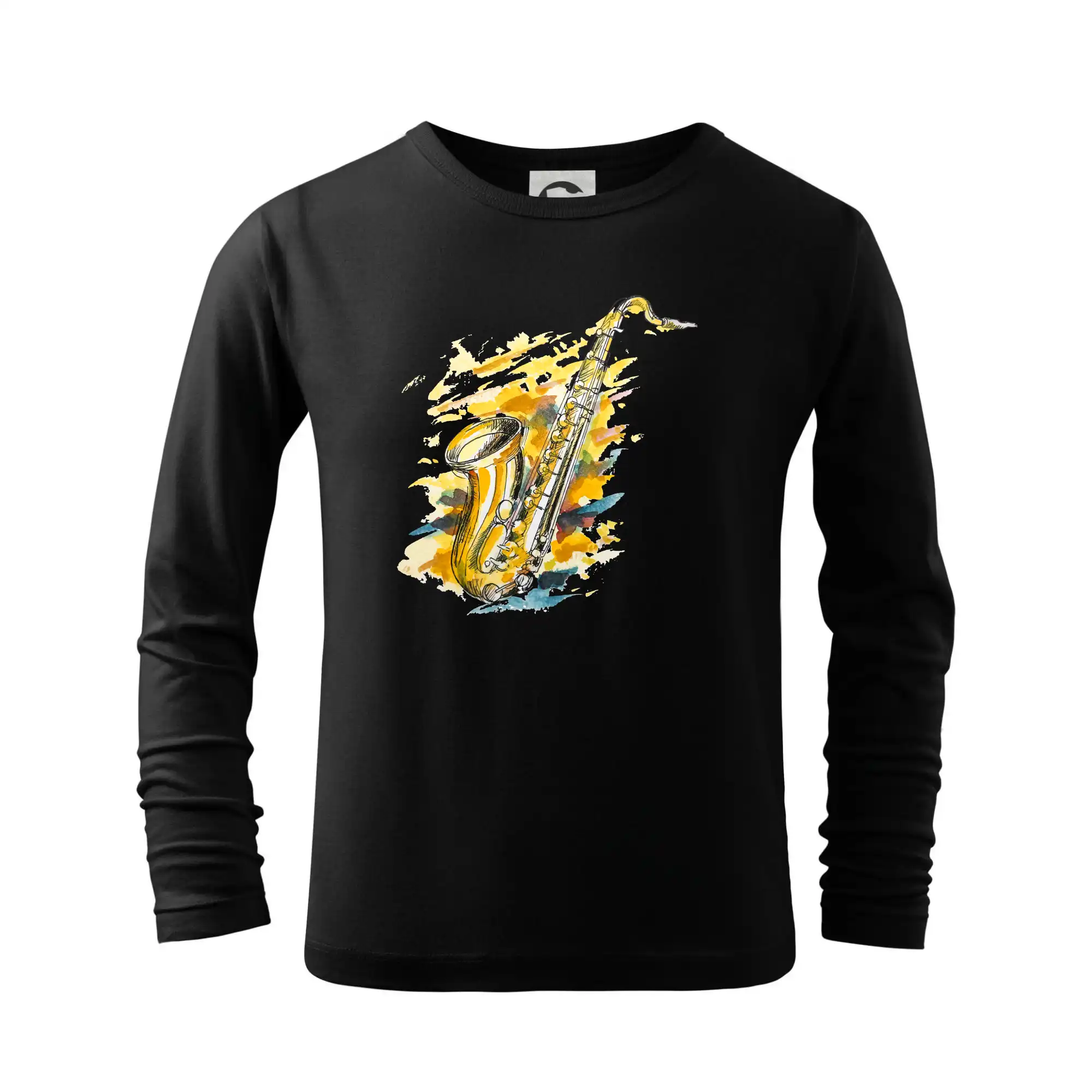 Saxofón maľovaný - Tričko detské Long Sleeve