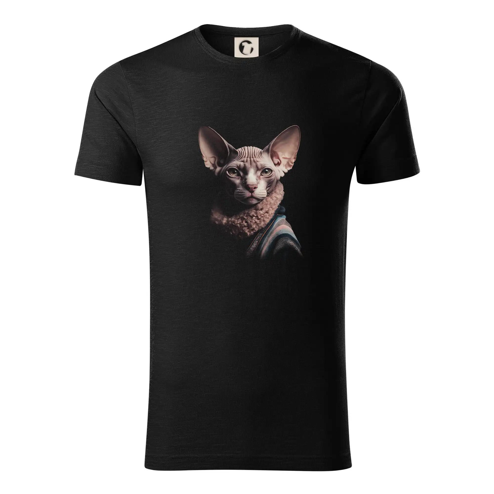 Vtipná tričká s mačkou - Kočka sphynx s límcem - Tričko z organickej bavlny