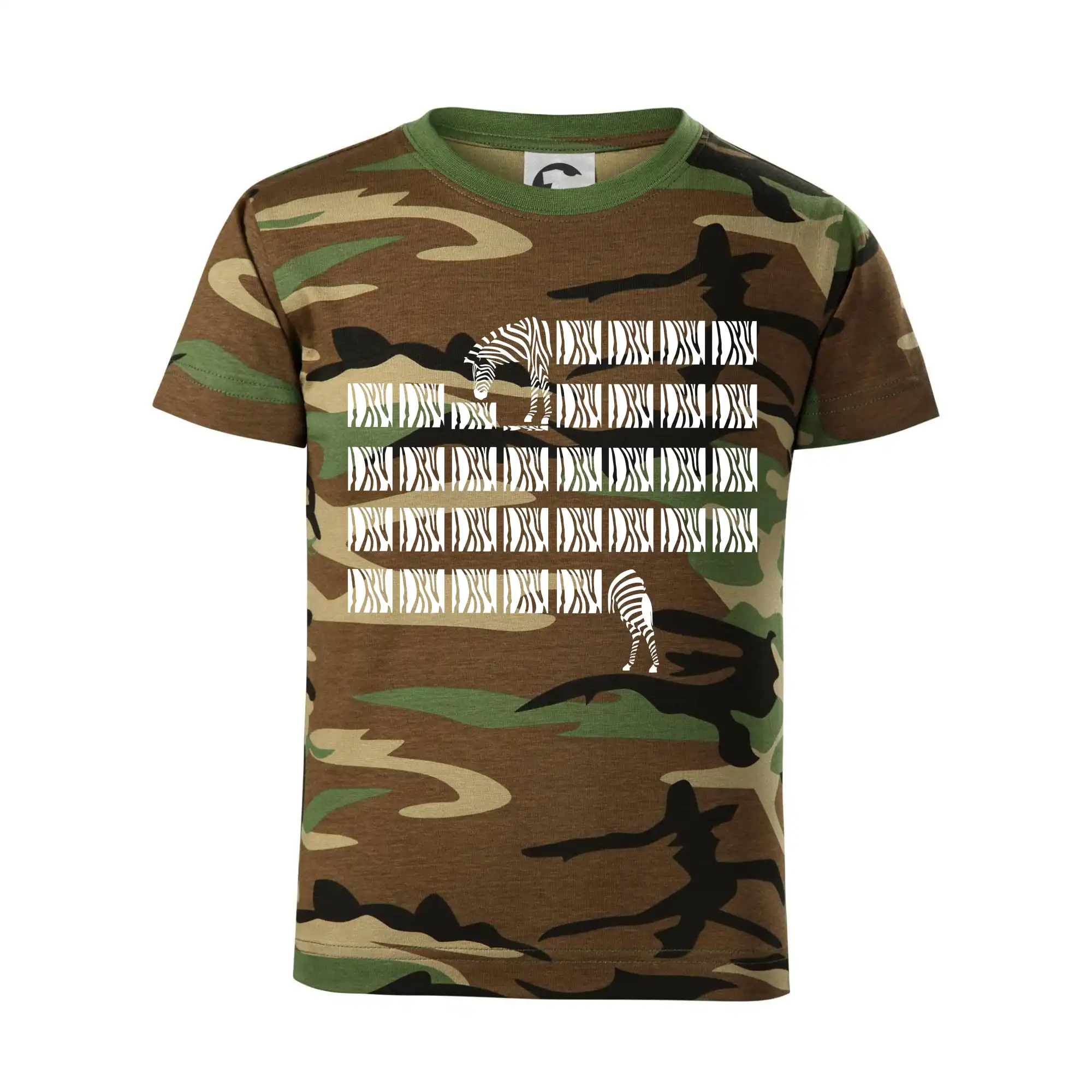 Tričká so zvieratami - Zebra dlhá - Detské maskáčové tričko