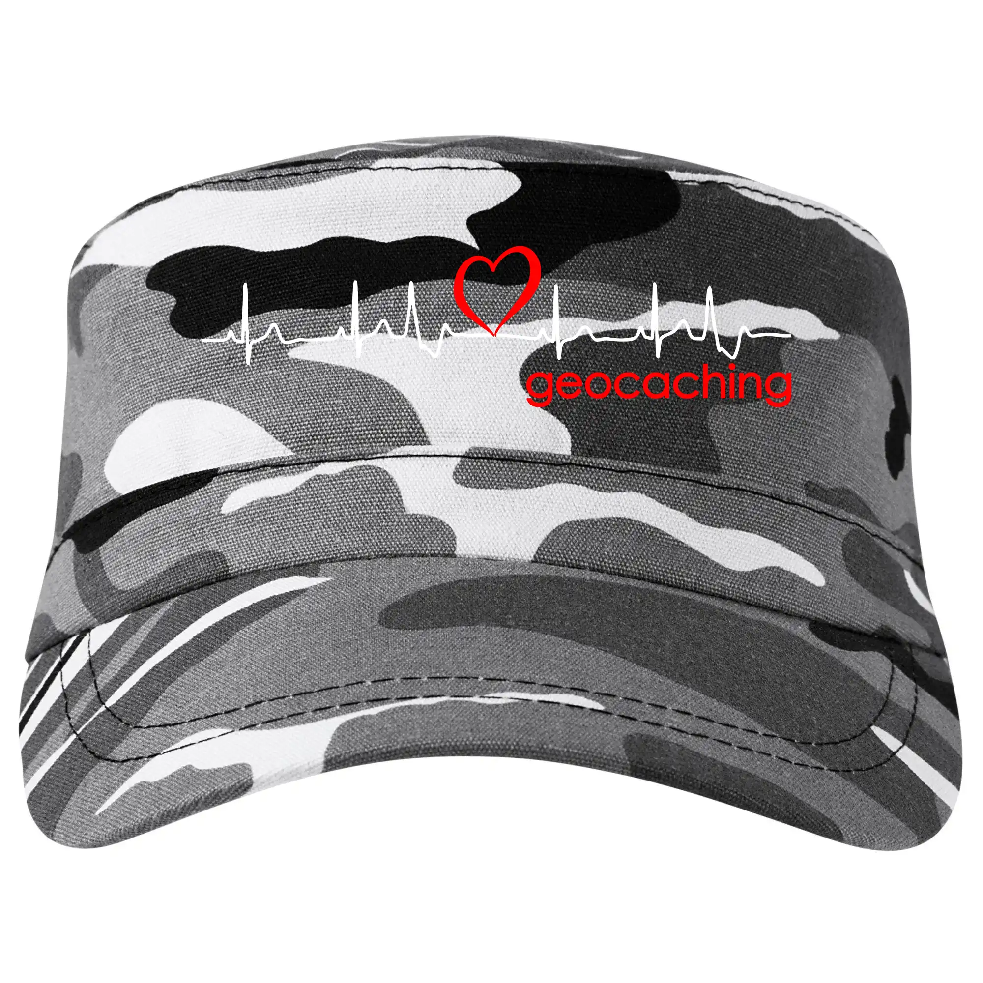 Tričká na geocaching - Moje srdce bije pre Geocaching -Text - Šiltovka CAMO