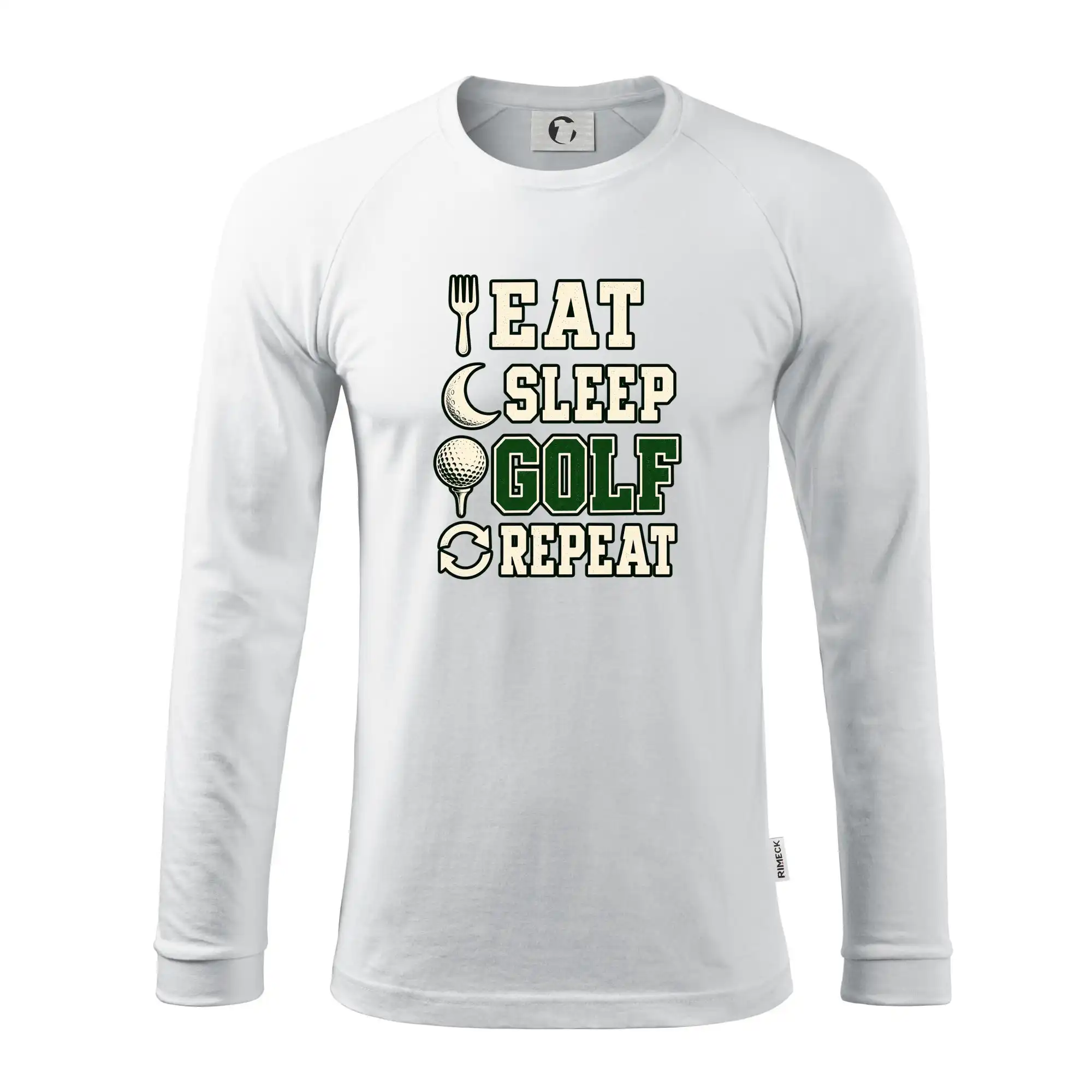 Eat sleep golf repeat typografie