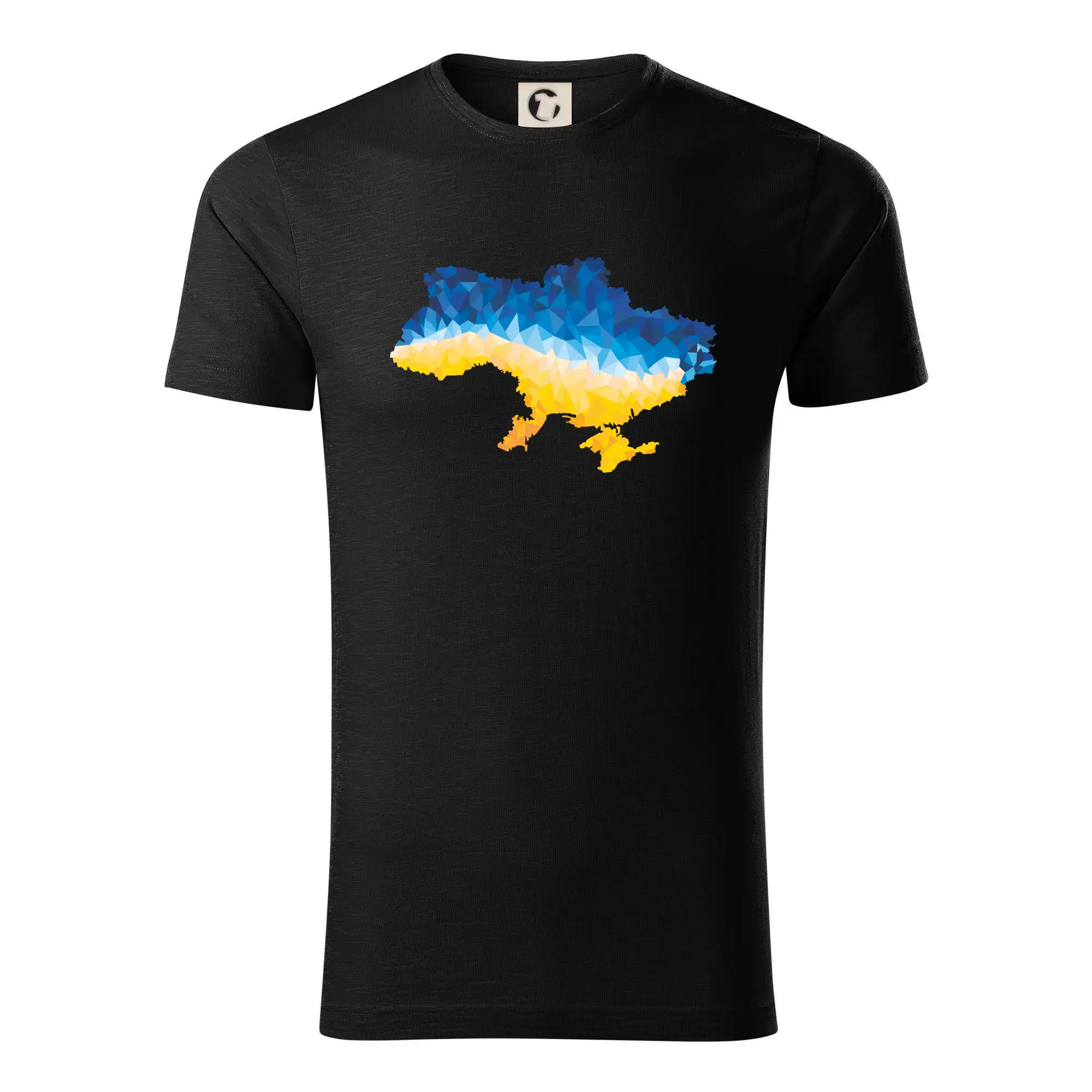 Tričká s vlajkou ukrajiny - Mapa Ukrajiny polygóny - Tričko z organickej bavlny