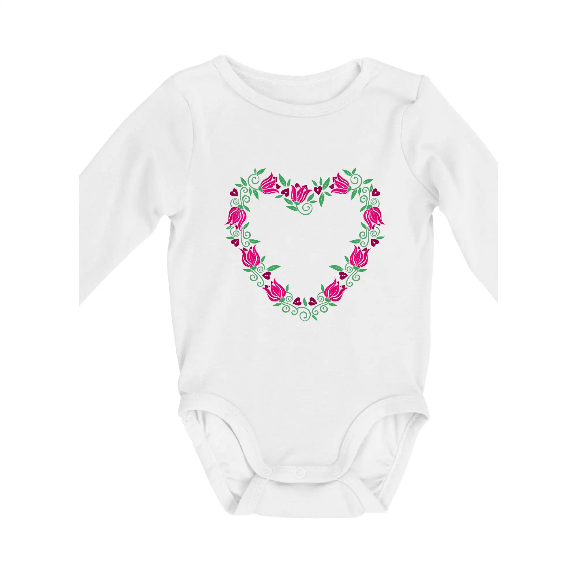 Tričká s kvetinami - Červené tulipánové srdiečko (Pecka design) - Body dojčenské s dlhým rukávom