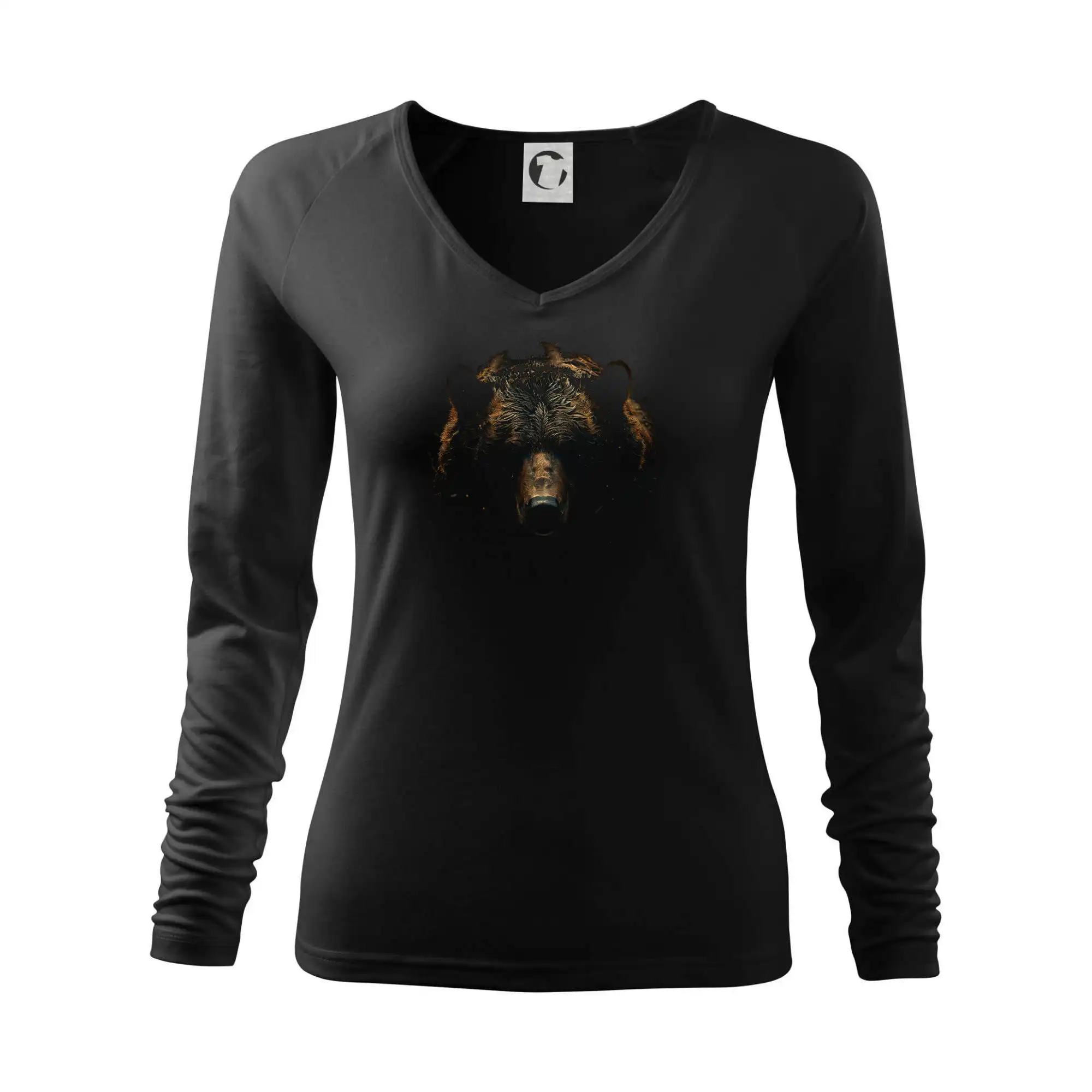 Tričká so zvieratami - Hlava medveďa čierna fotka - Tričko dámske Elegance