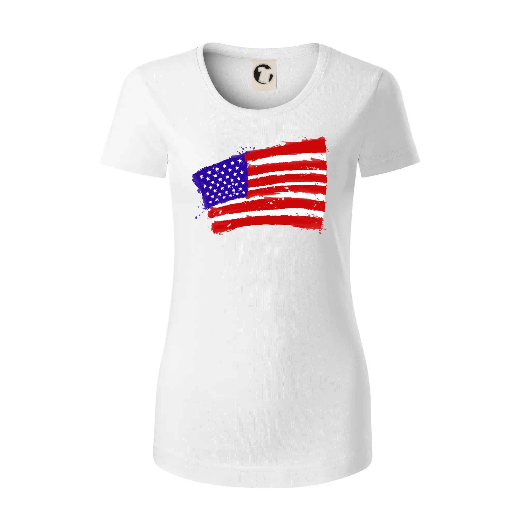 Tričká USA - Americká vlajka ohnutá - Dámske tričko z organickej bavlny Origin (GOTS)