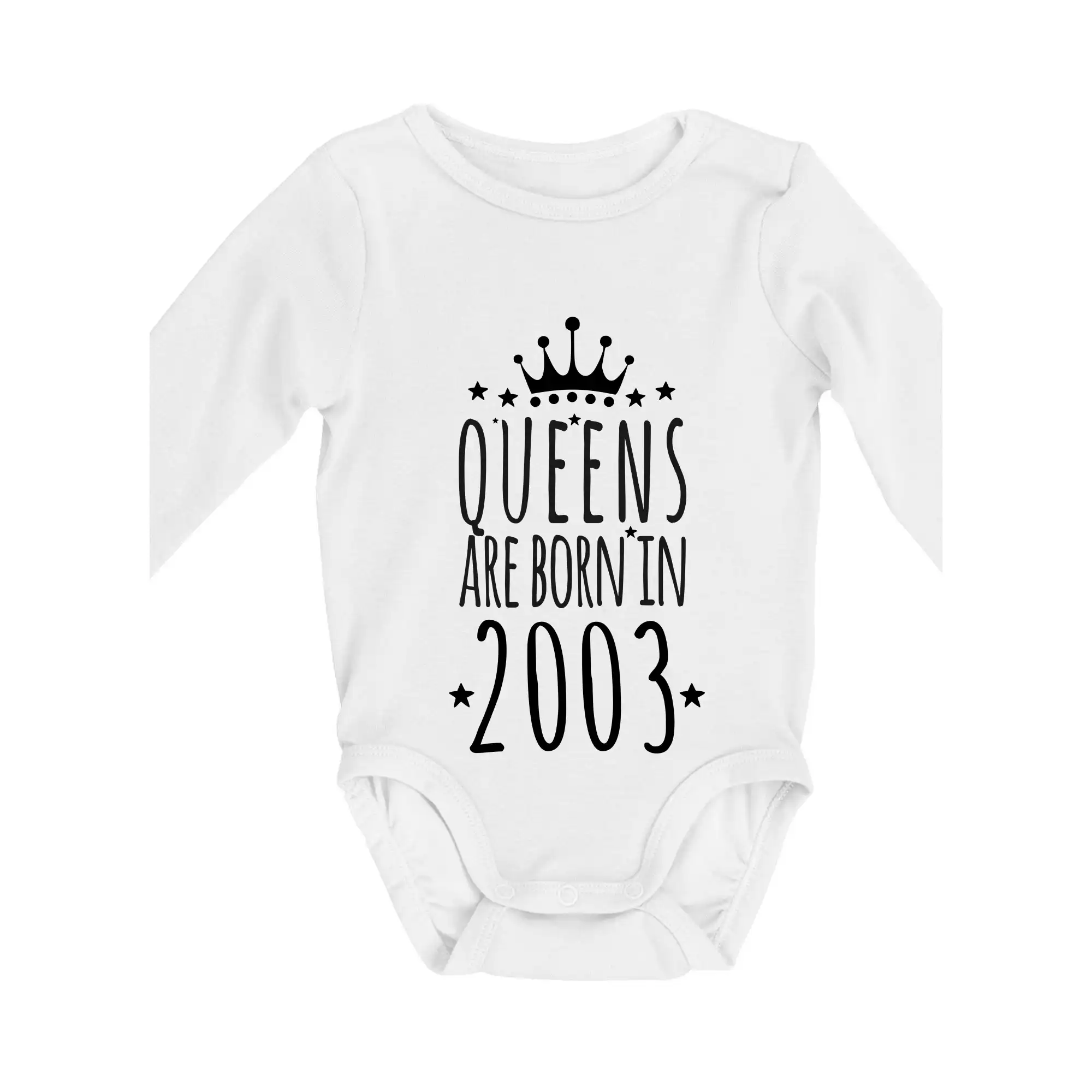 Tričká k narodeninám - Queens are born in 2003 - Body dojčenské s dlhým rukávom