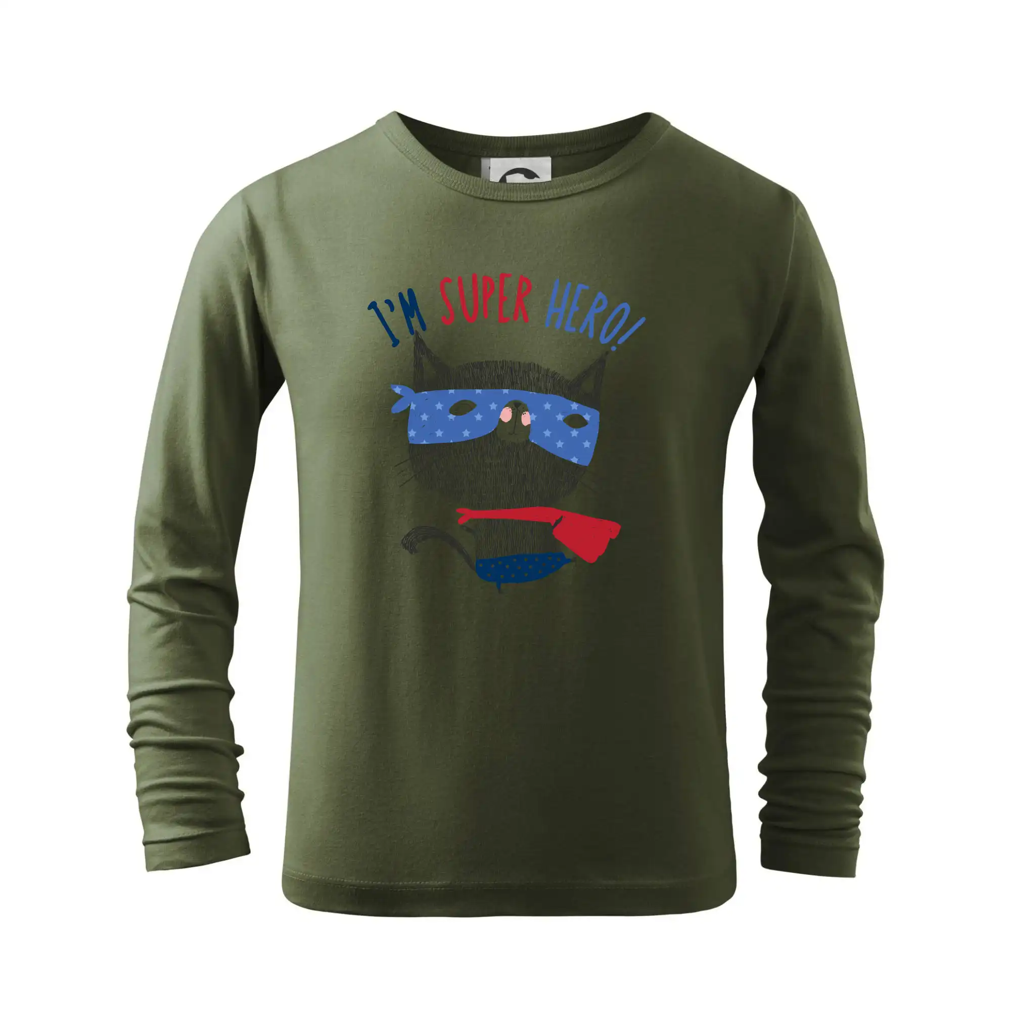 Vtipná tričká s mačkou - Super hero mačka - Tričko detské Long Sleeve