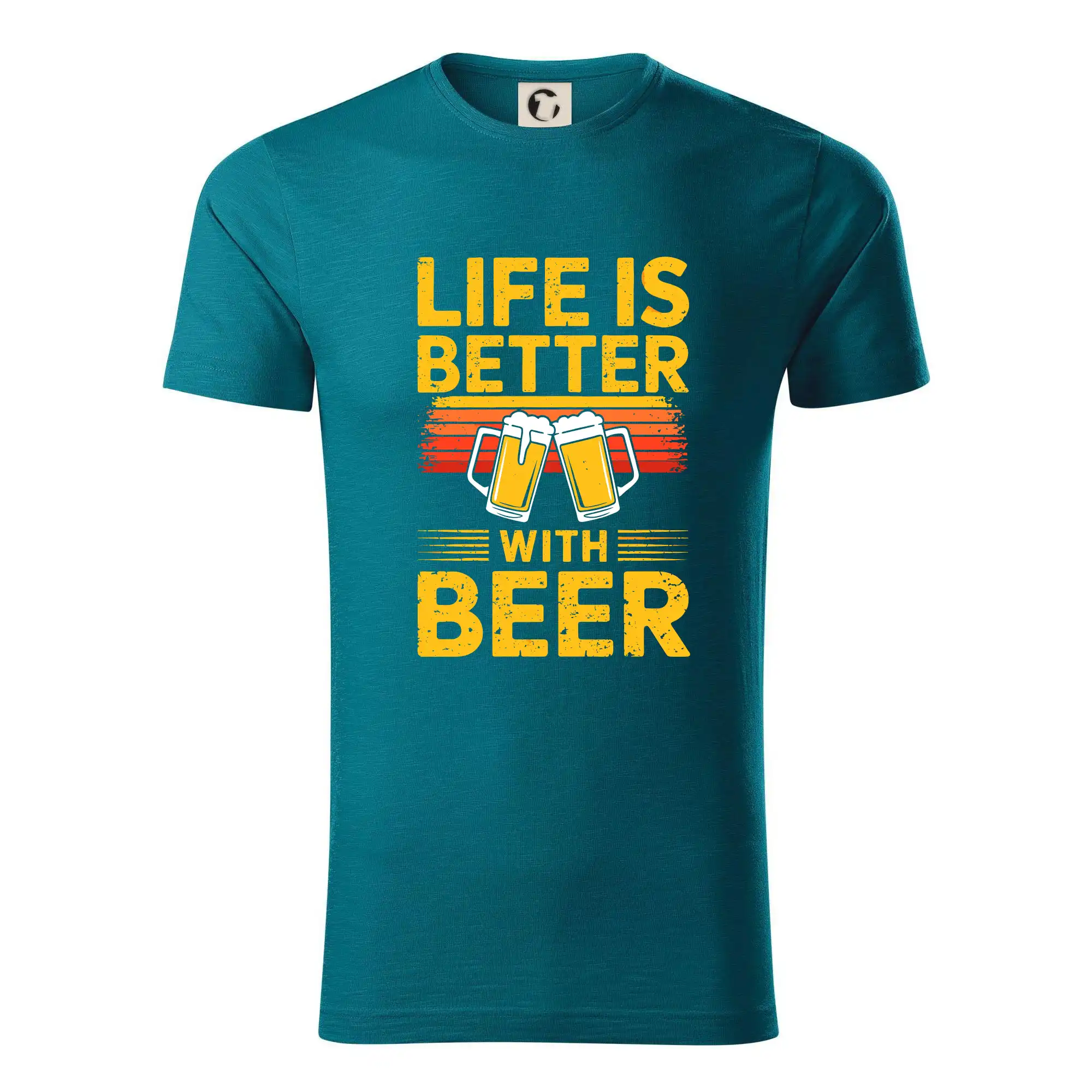 Vtipná tričká pre pivárov - Life is better with beer - oranžové - Tričko z organickej bavlny
