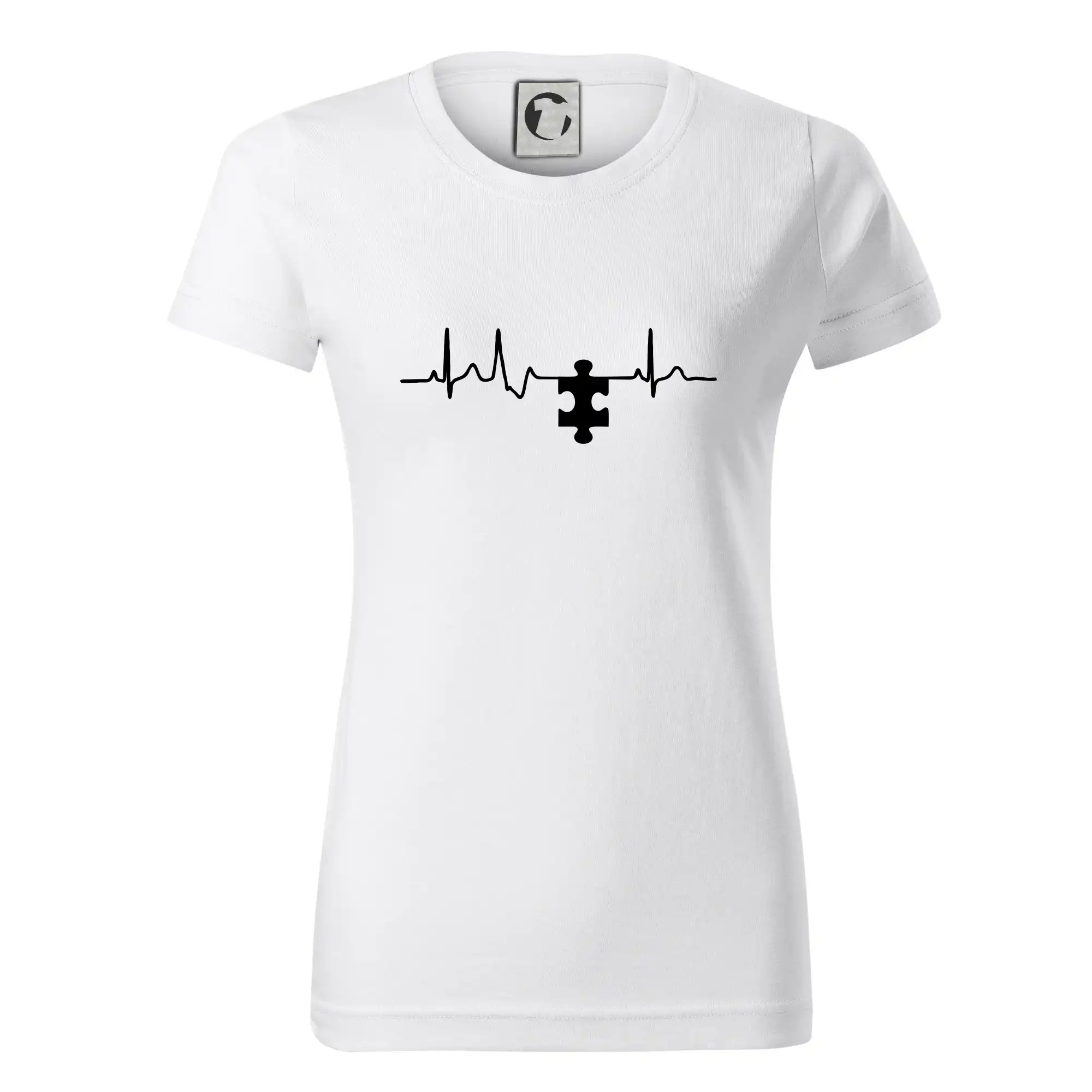 Tričká pre zamilovaných - EKG puzzle párové - Dámske tričko basic - ľahko voľnejšie a dlhšie