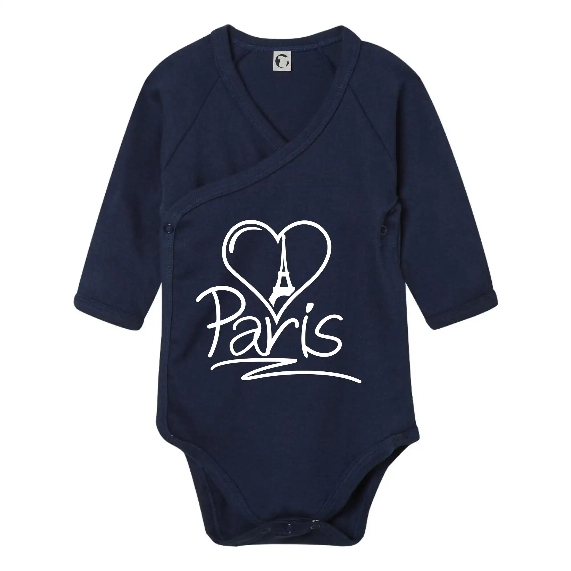 Tričká Francúzsko - Srdce Paris - Body zavinovacie s dlhým rukávom