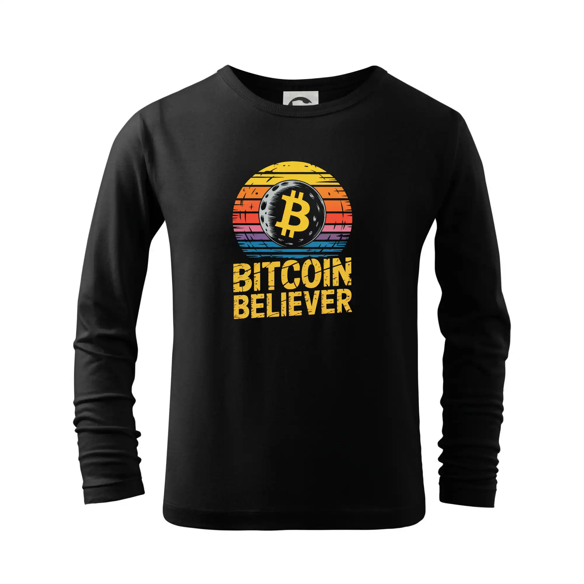 Bitcoin Believer Vintage retro sunset - Tričko detské Long Sleeve