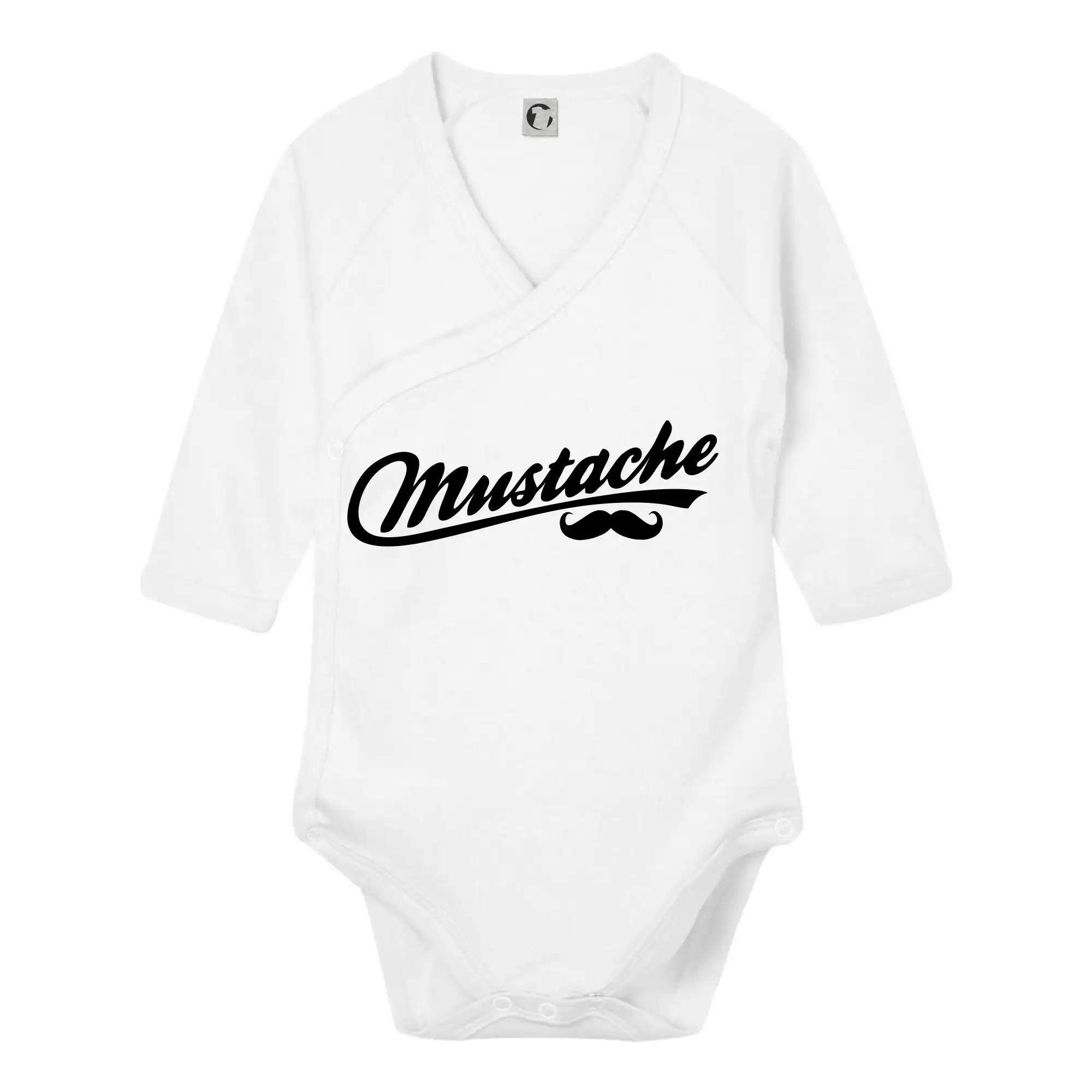 Tričká s fúzikmi - Mustache - nápis - Body zavinovacie s dlhým rukávom