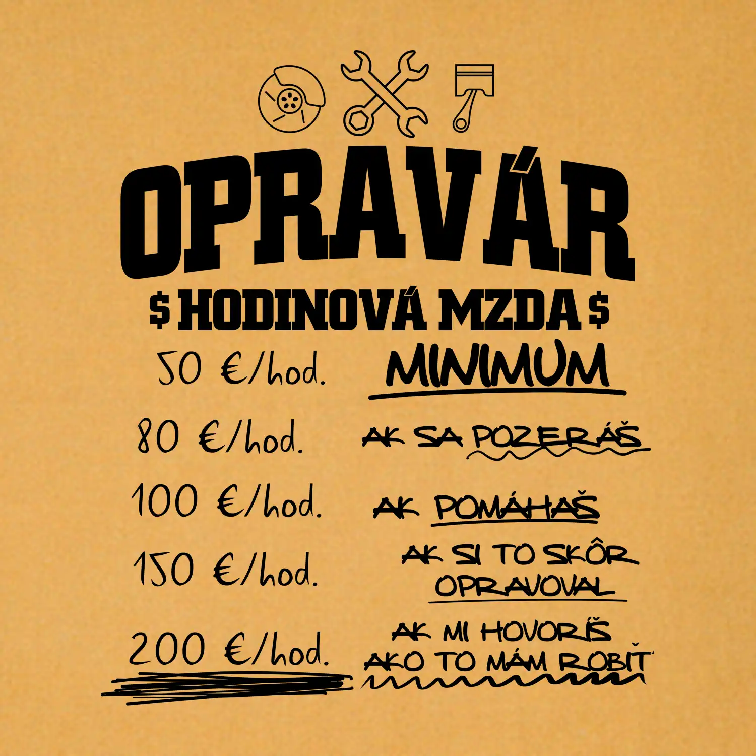Hodinová mzda - opravár