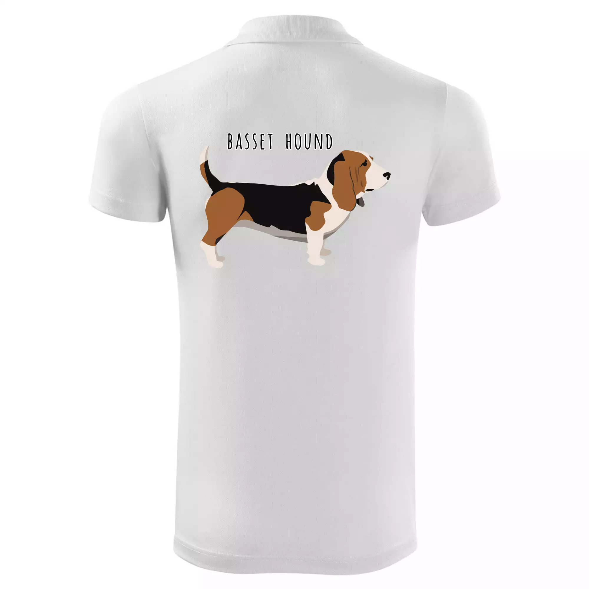 Basset hound pes s nápisem