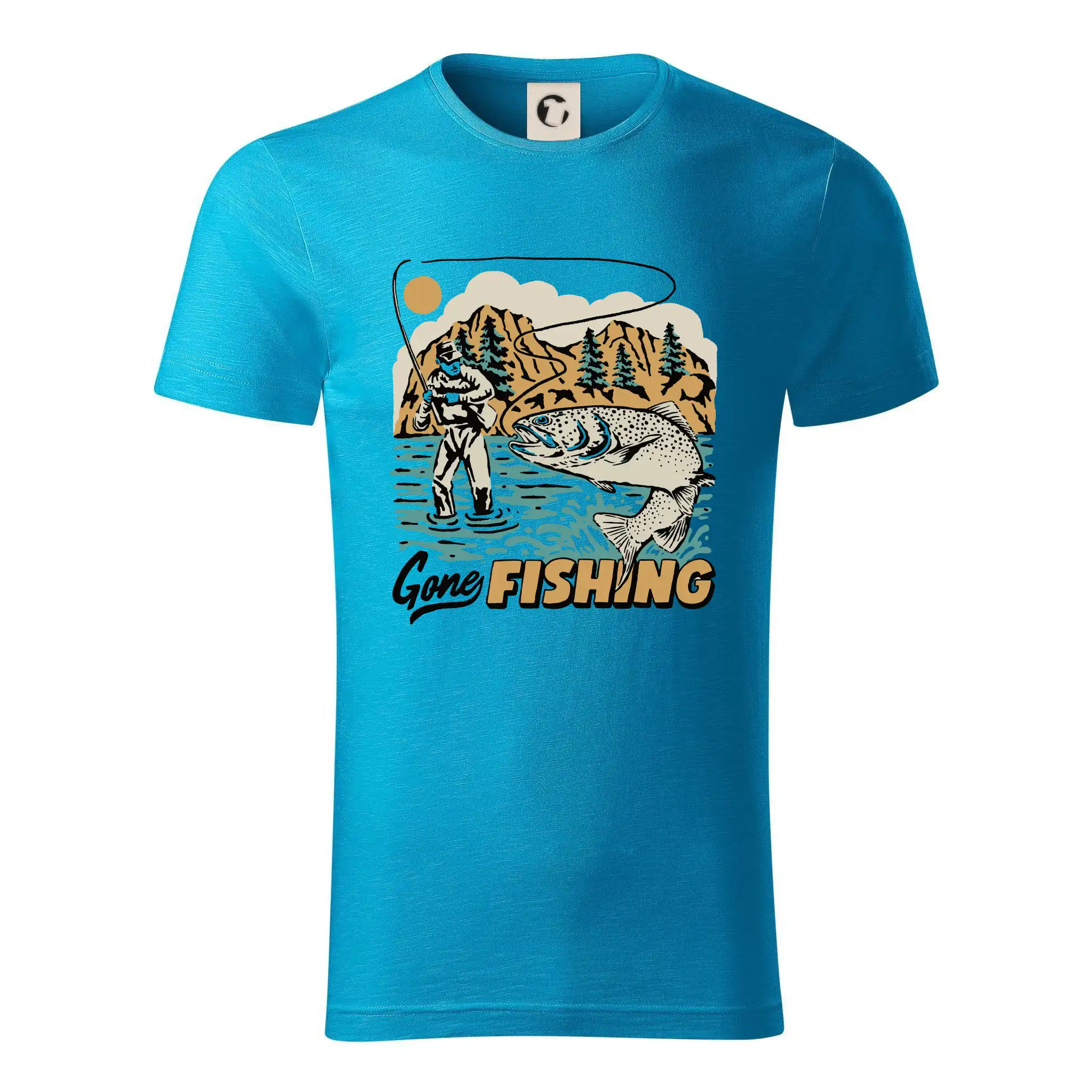 Tričká pre rybárov s potlačou - Gone Fishing - Tričko z organickej bavlny