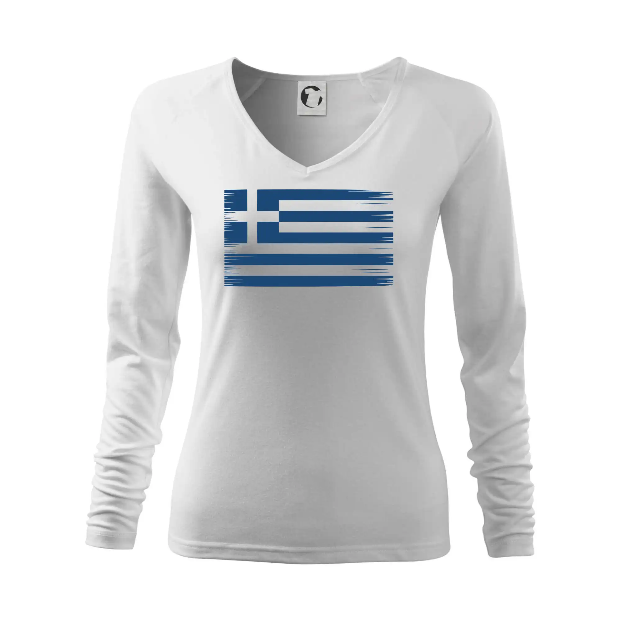 Motívy štátnych vlajok - Grécko vlajka hranatá - Tričko dámske Elegance