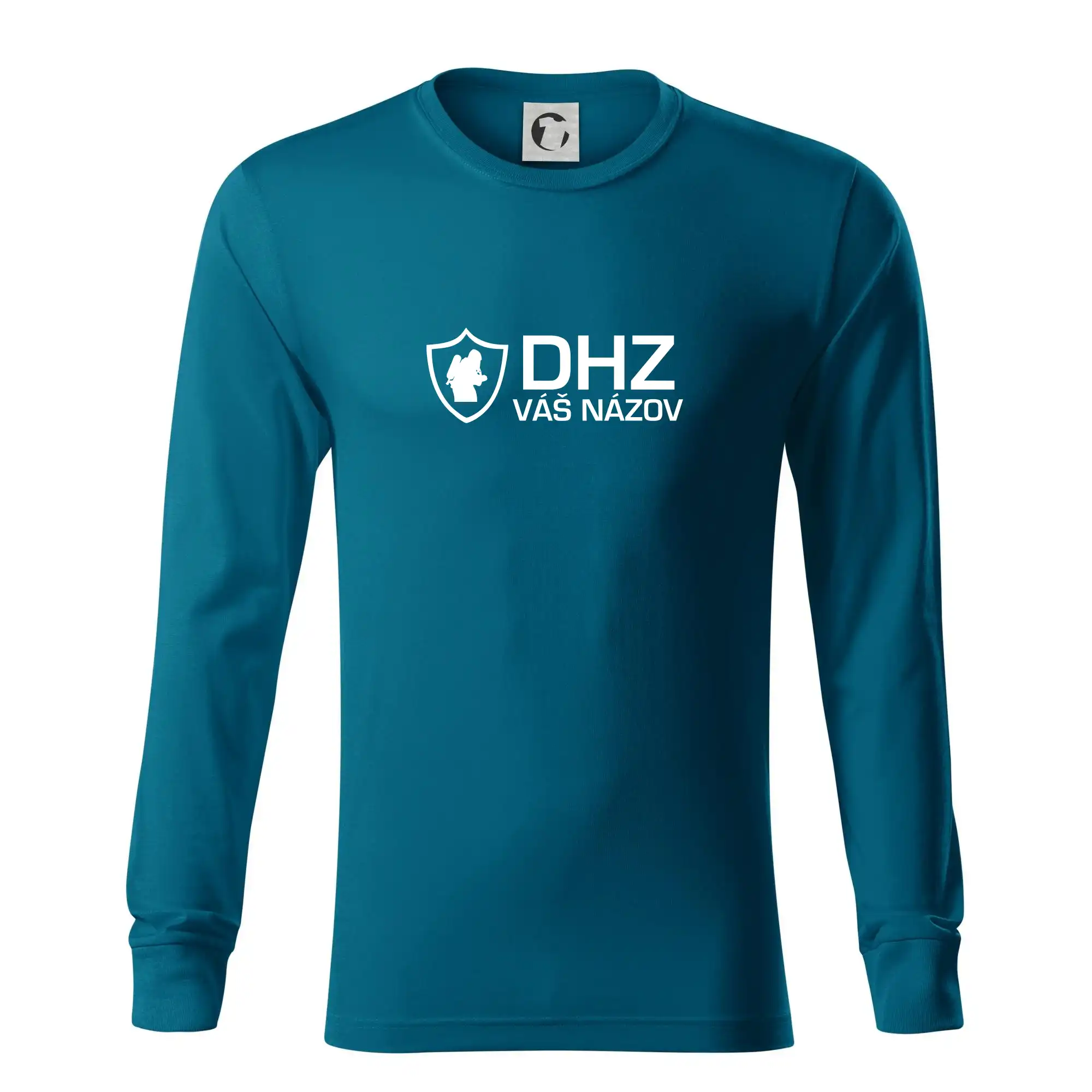 Originálne tričká pre hasičov - DHZ emblem - vlastný nápis - Tričko s dlhým rukávom LS R05