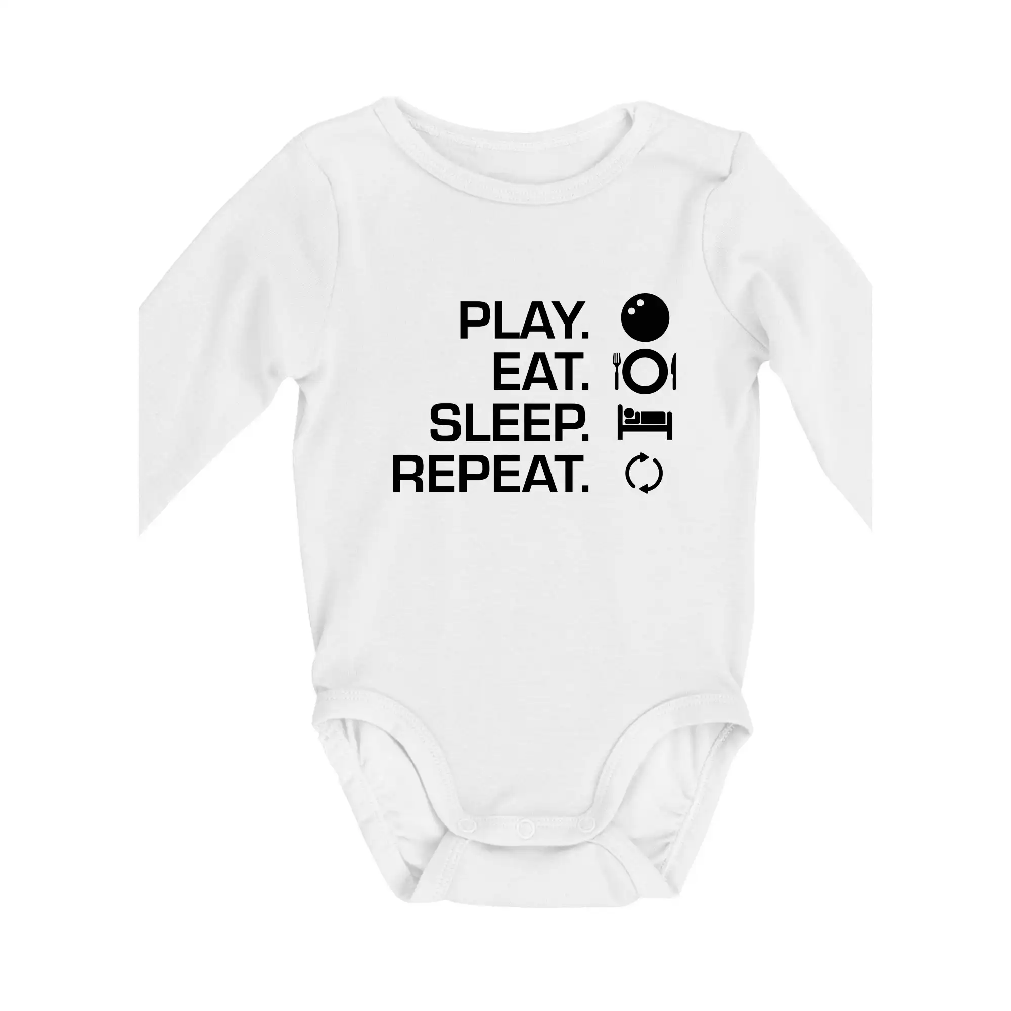Tričká s motívom Squash - Play eat sleep squash - Body dojčenské s dlhým rukávom
